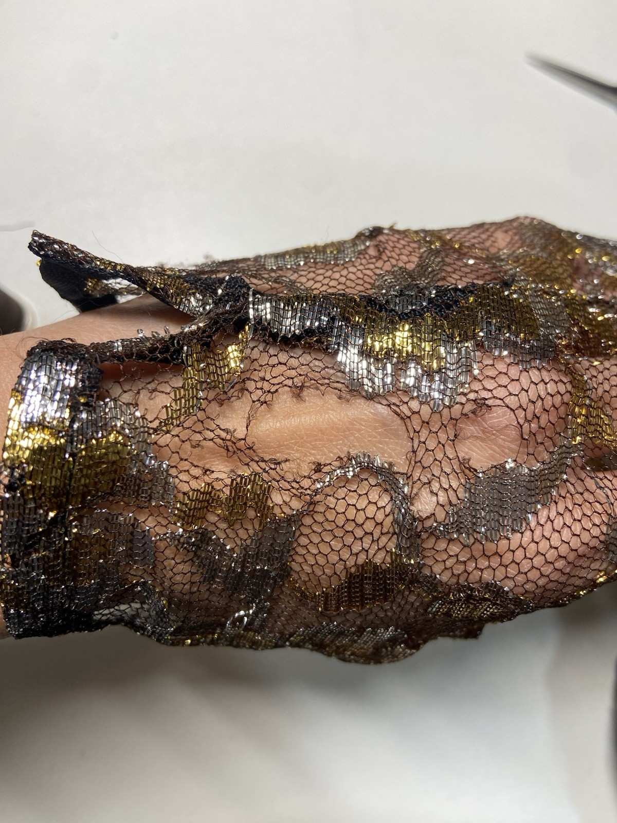 Vintage 1960’s Cocktail Dress Gold Black Metallic Lace Size 2