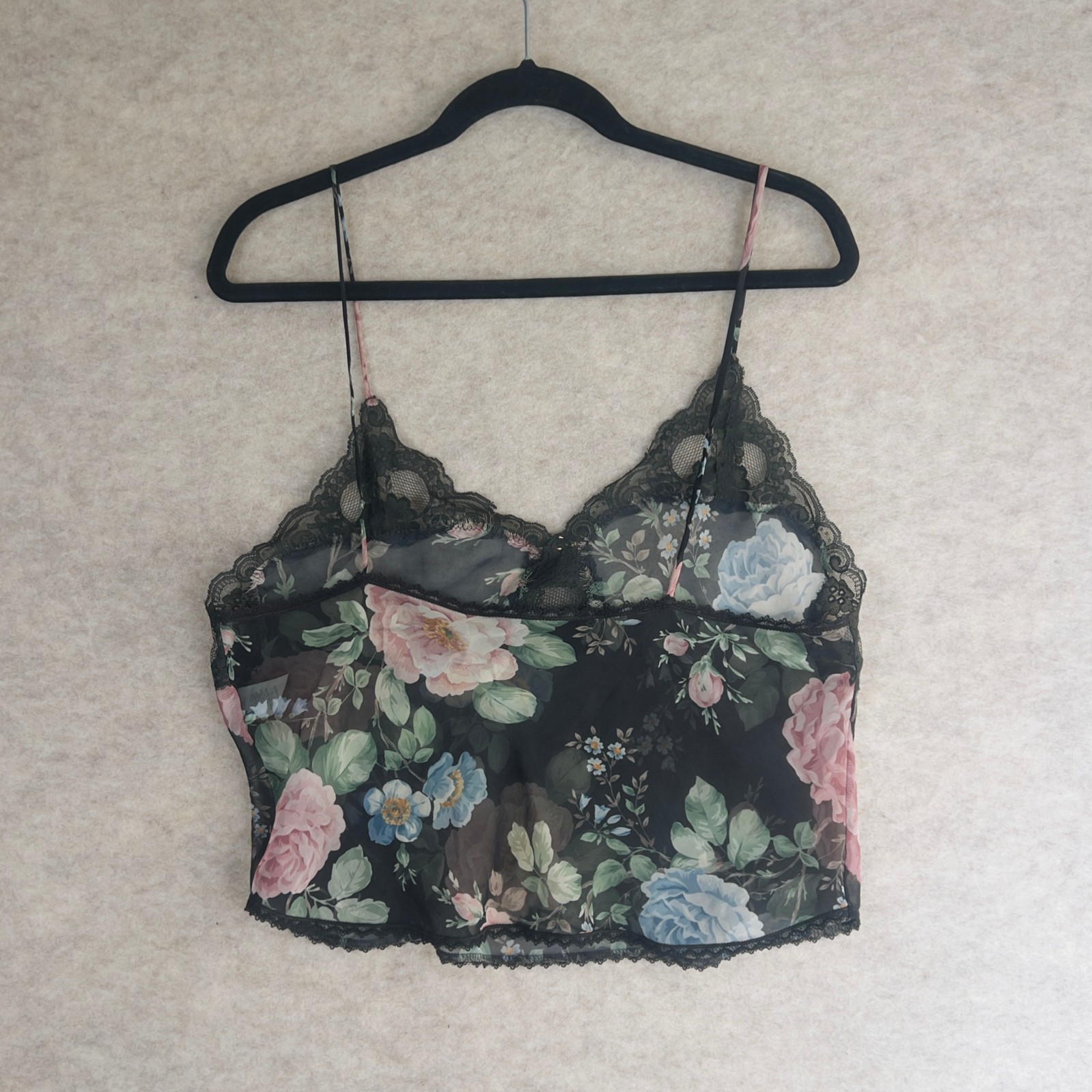 Vintage 80s Indulgence Sheer Lingerie Slip Camisole Best Fit S/M Romantic Floral
