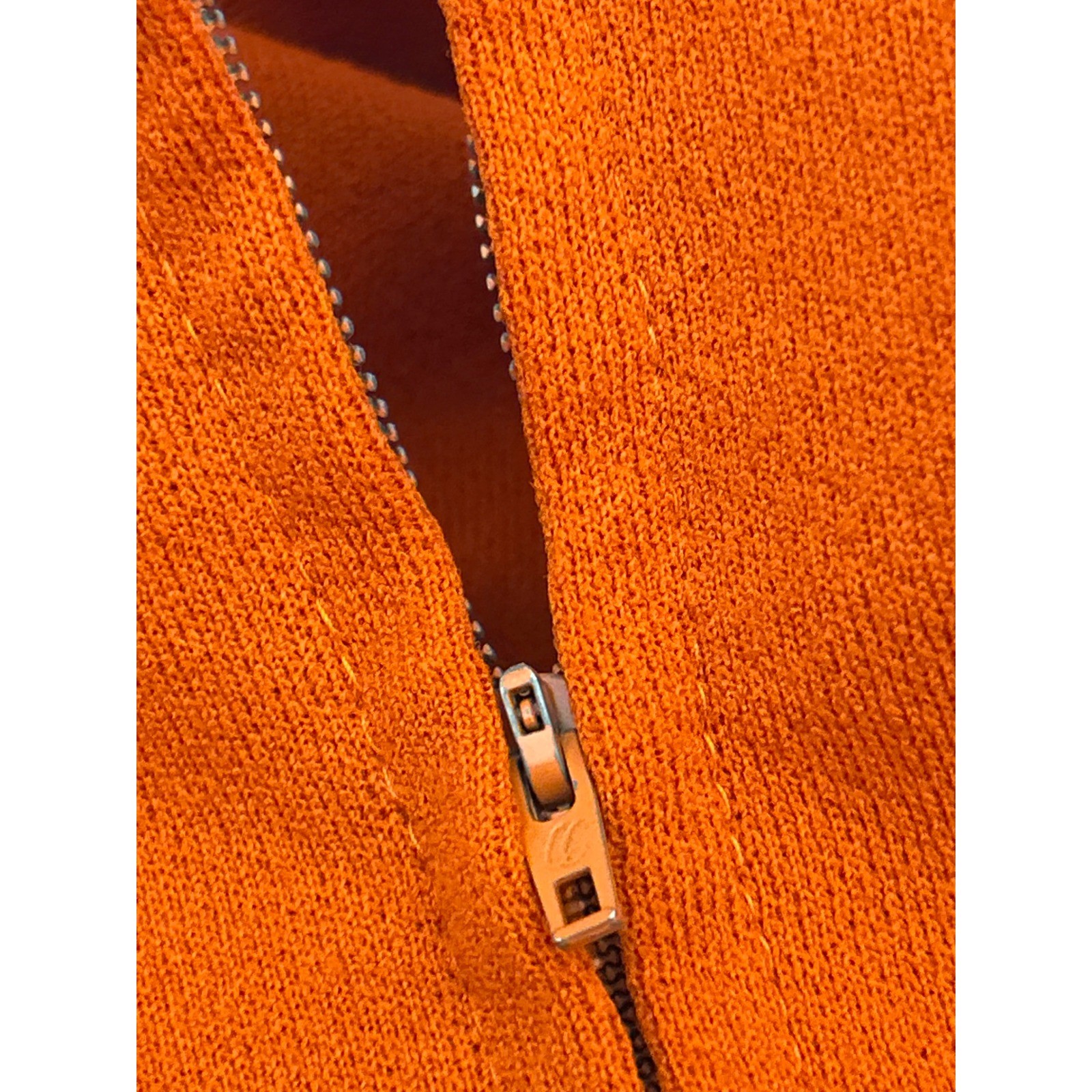 Vintage Unbranded Sleeveless Shell Top Mod Retro Orange Knit Zipper Back Blouse