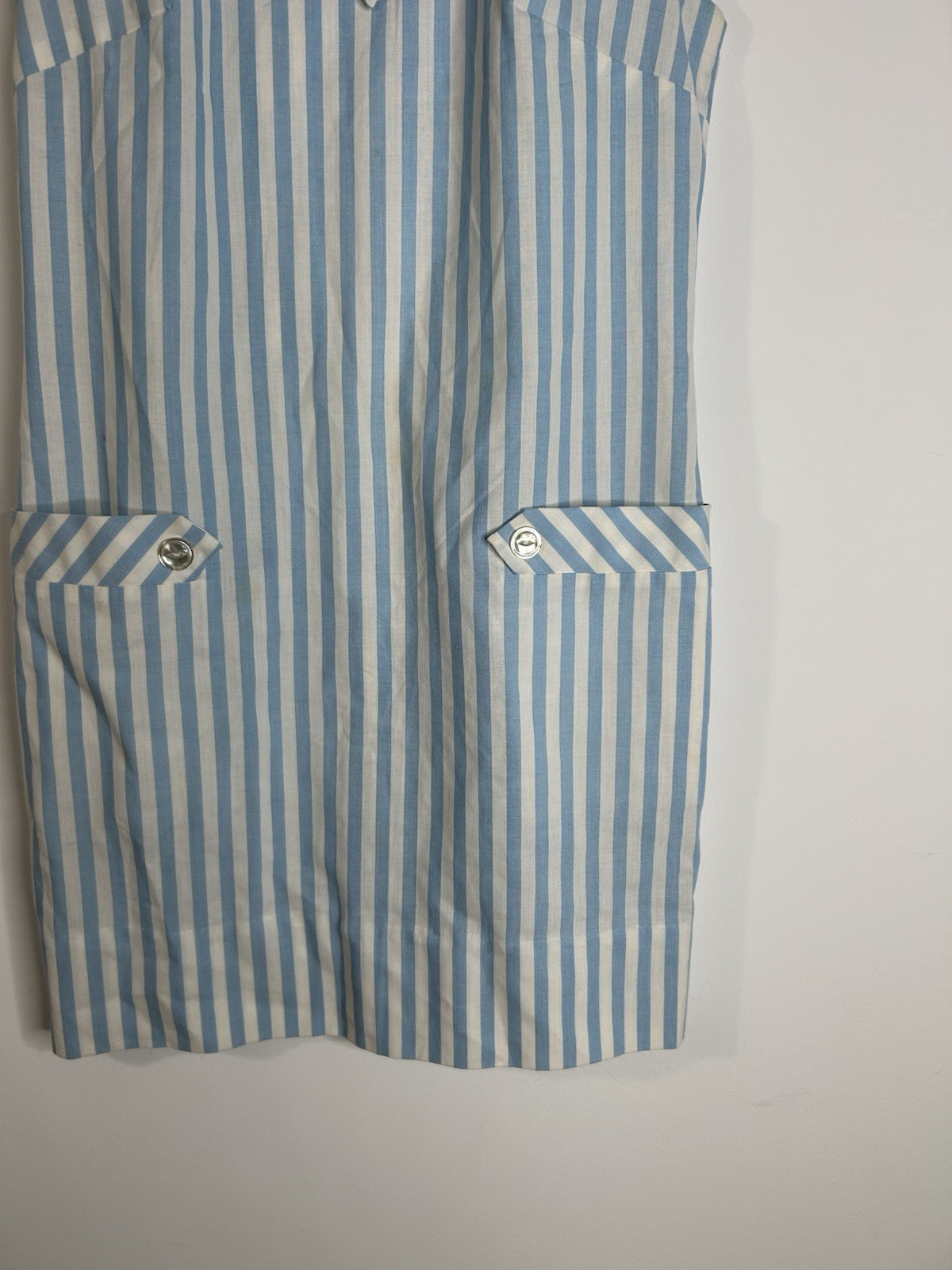 Vintage 1960’s Dress Women’s Blue Stripe Aline Everyday Casual Sleeveless