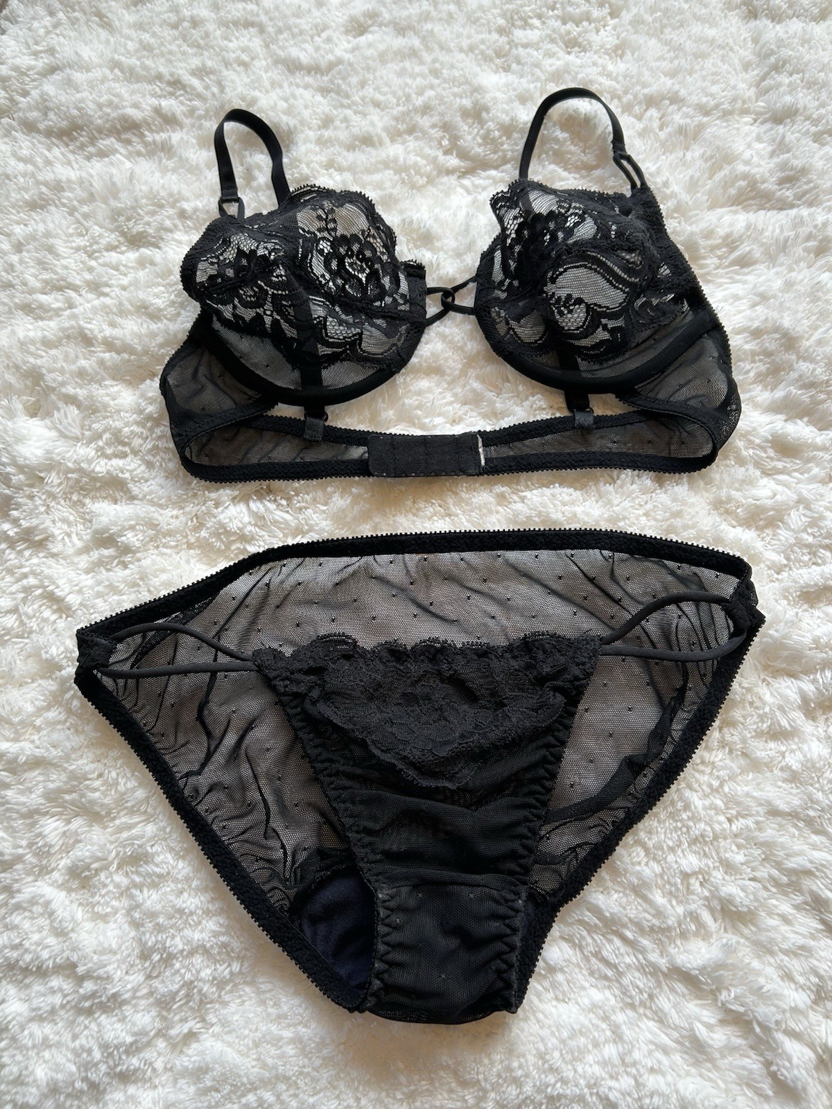 Couture Sheer Lace Lingerie Set – Unlabeled Designer, Dior-Era Elegance VTG $249