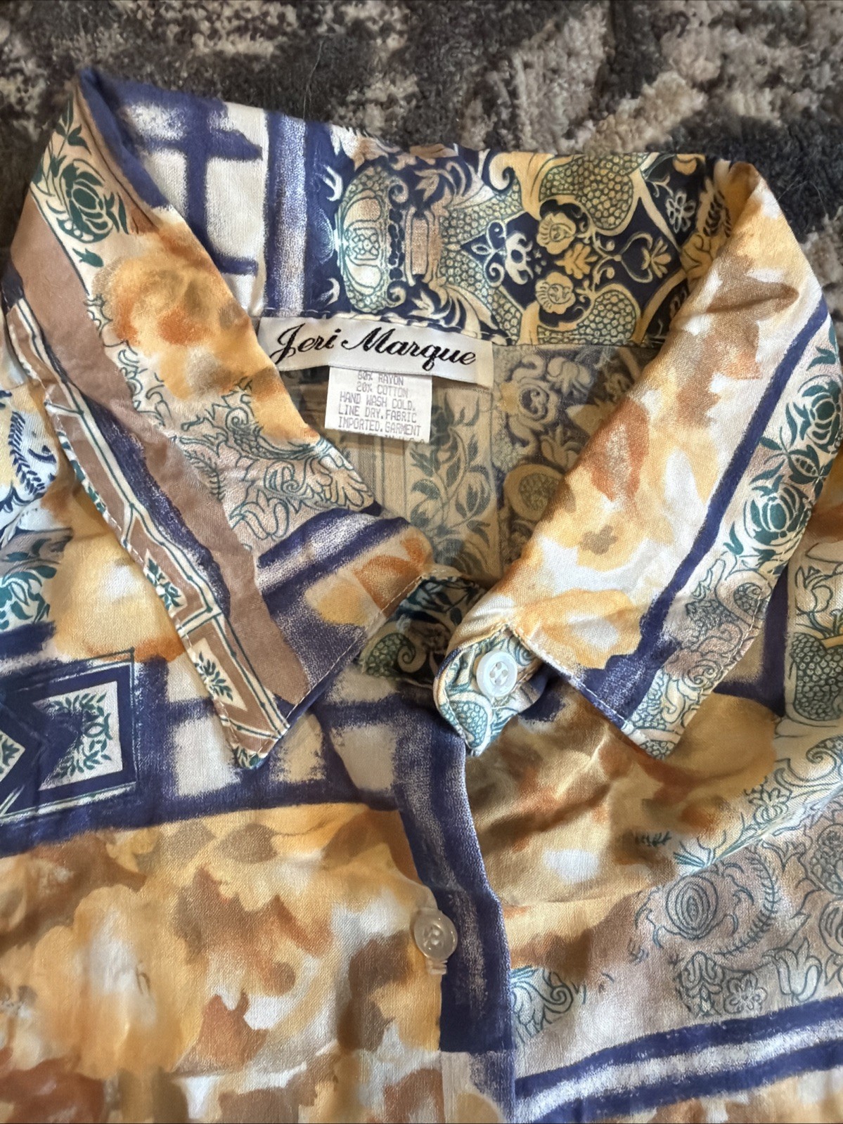 Jeri Marque Button Down Short Sleeve Shirt Size 2X Womens Multicolor
