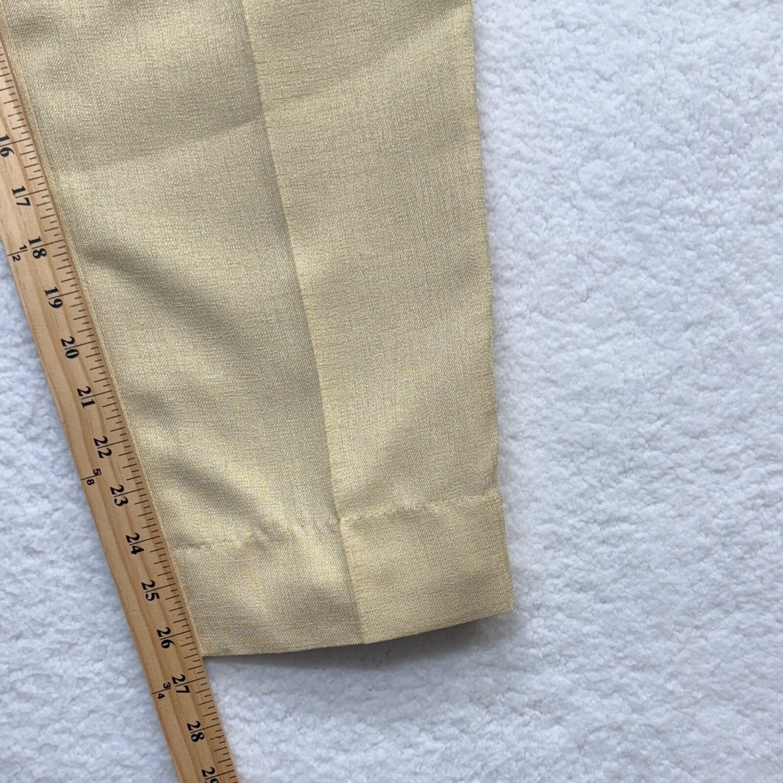 VTG Kasper 2PC Pant Suit Linen Look Pleated Lined Pockets Yellow Career Size 6P