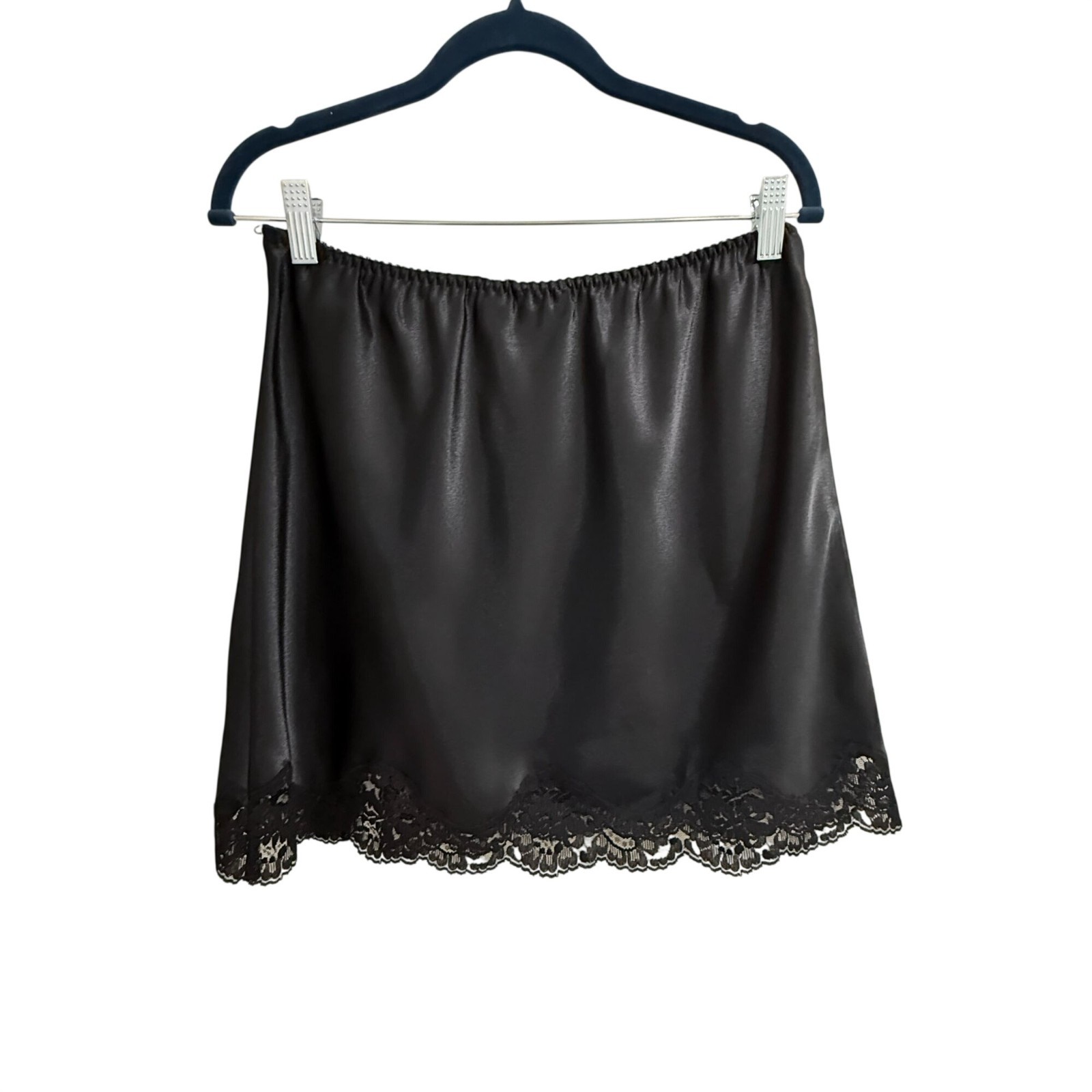 Vintage Victorias Secret Black Lace Trim Half Slip Skirt Size S Mini Coquette