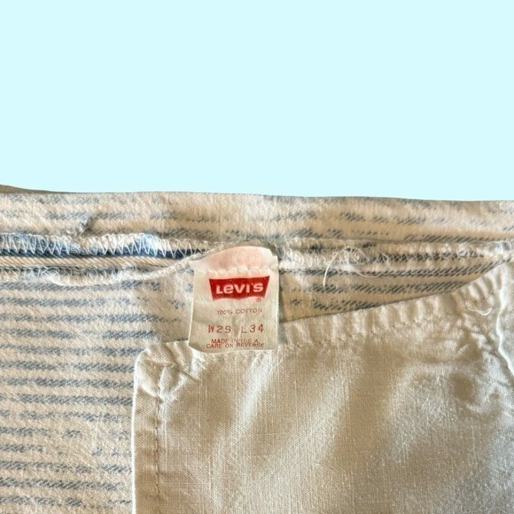 Levis 501 Vintage 80s 29×34 Striped Ghost Wash High Waisted USA
