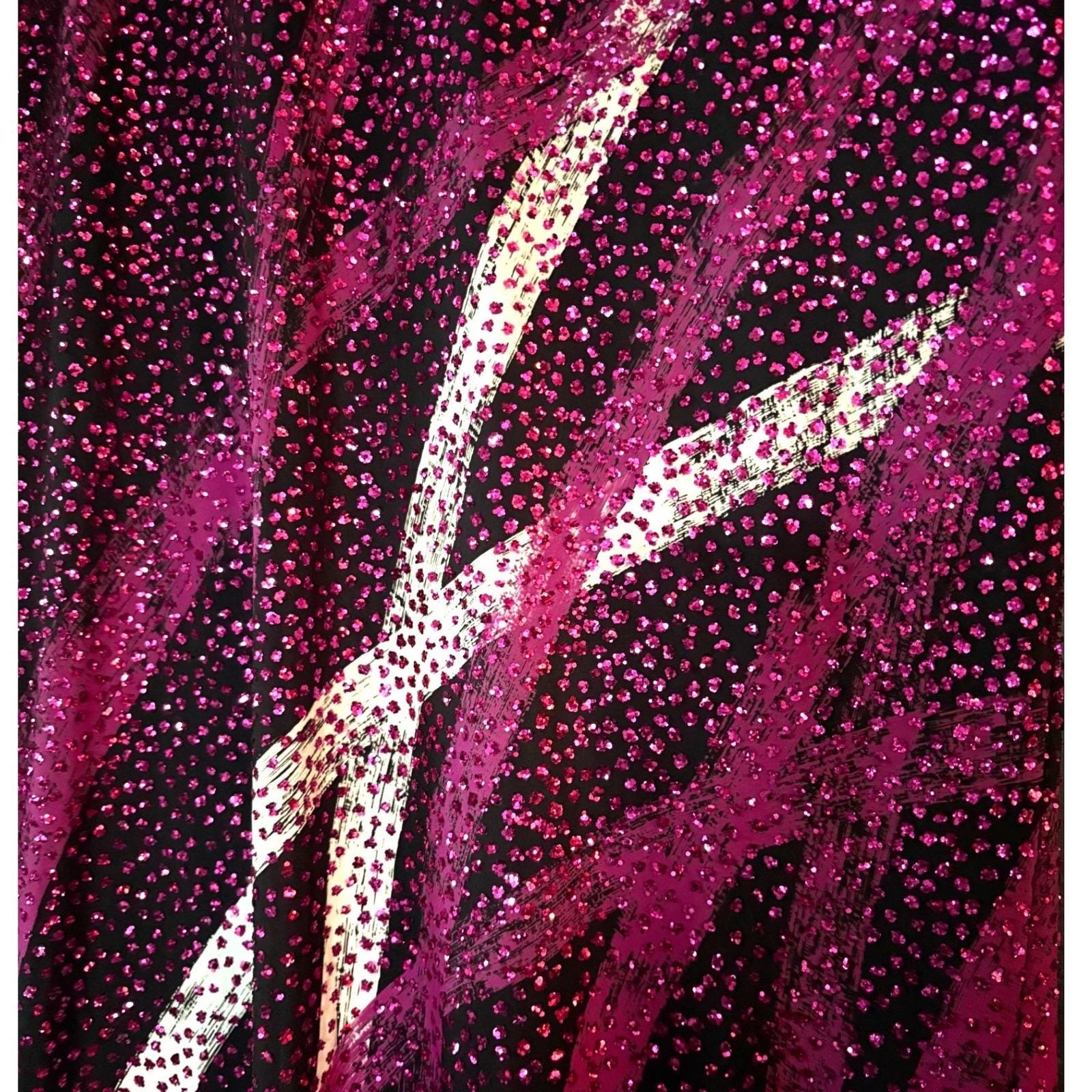 VTG Nuit for Saks 5th Ave Magenta Sequin Abstract Y2K Shift Dress Sz 8 USA Made