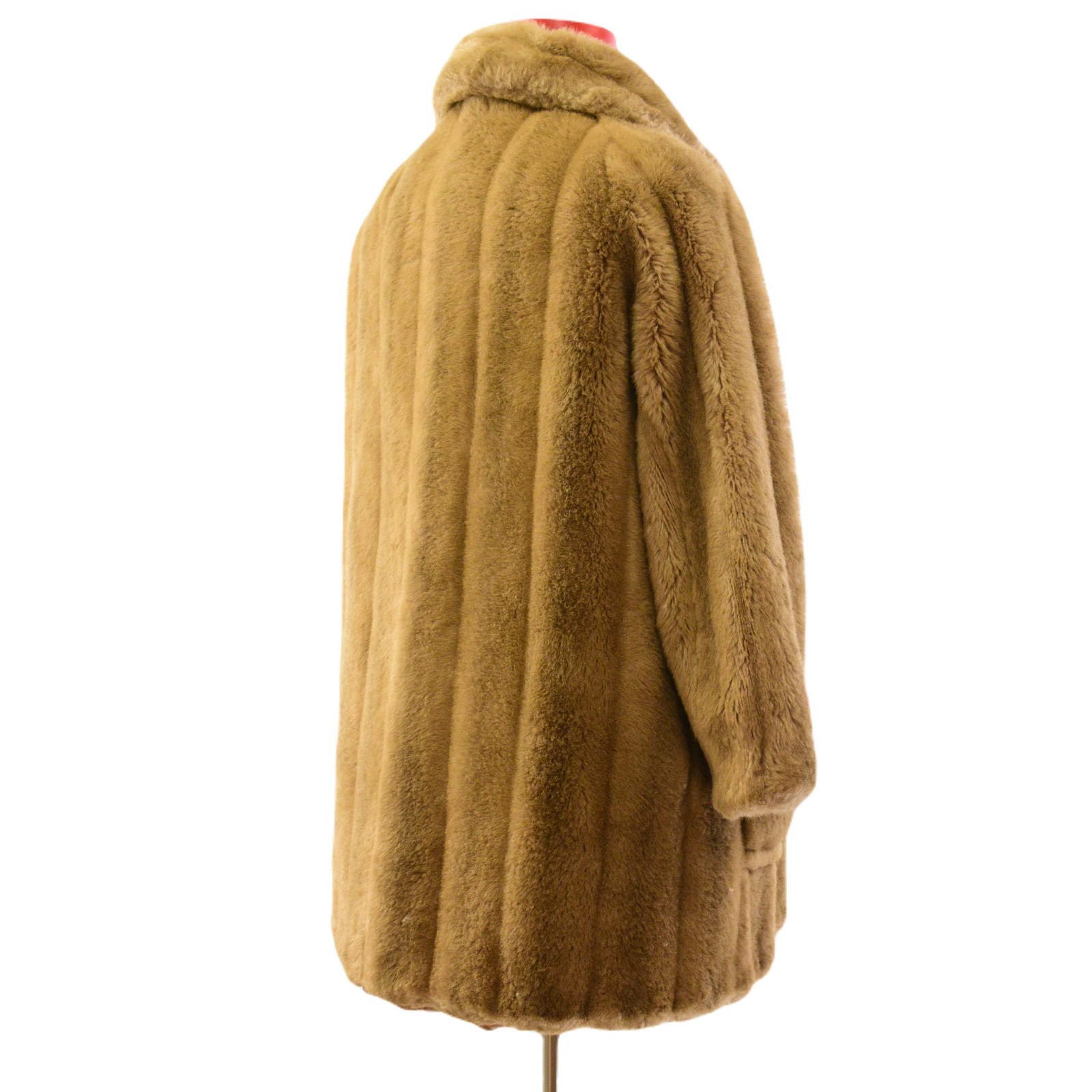 50s Vintage Faux Fur Coat For Women Size 14 Grandella By Sportowne Tan Hippy Coa