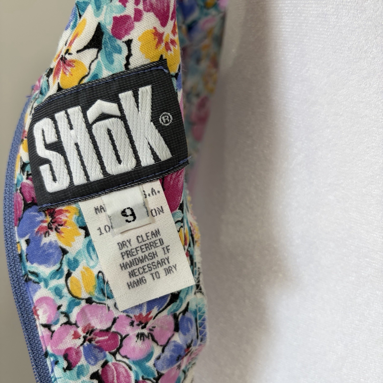 Vintage 90s Shok Floral Mini Dress Size 9 Cottagecore Sundress Summer USA Made