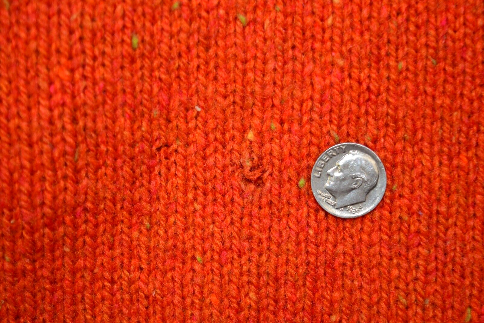 Vintage Sweater Size M 90s Eddie Bauer Orange Donegal Wool Mid Stripe Crew Neck