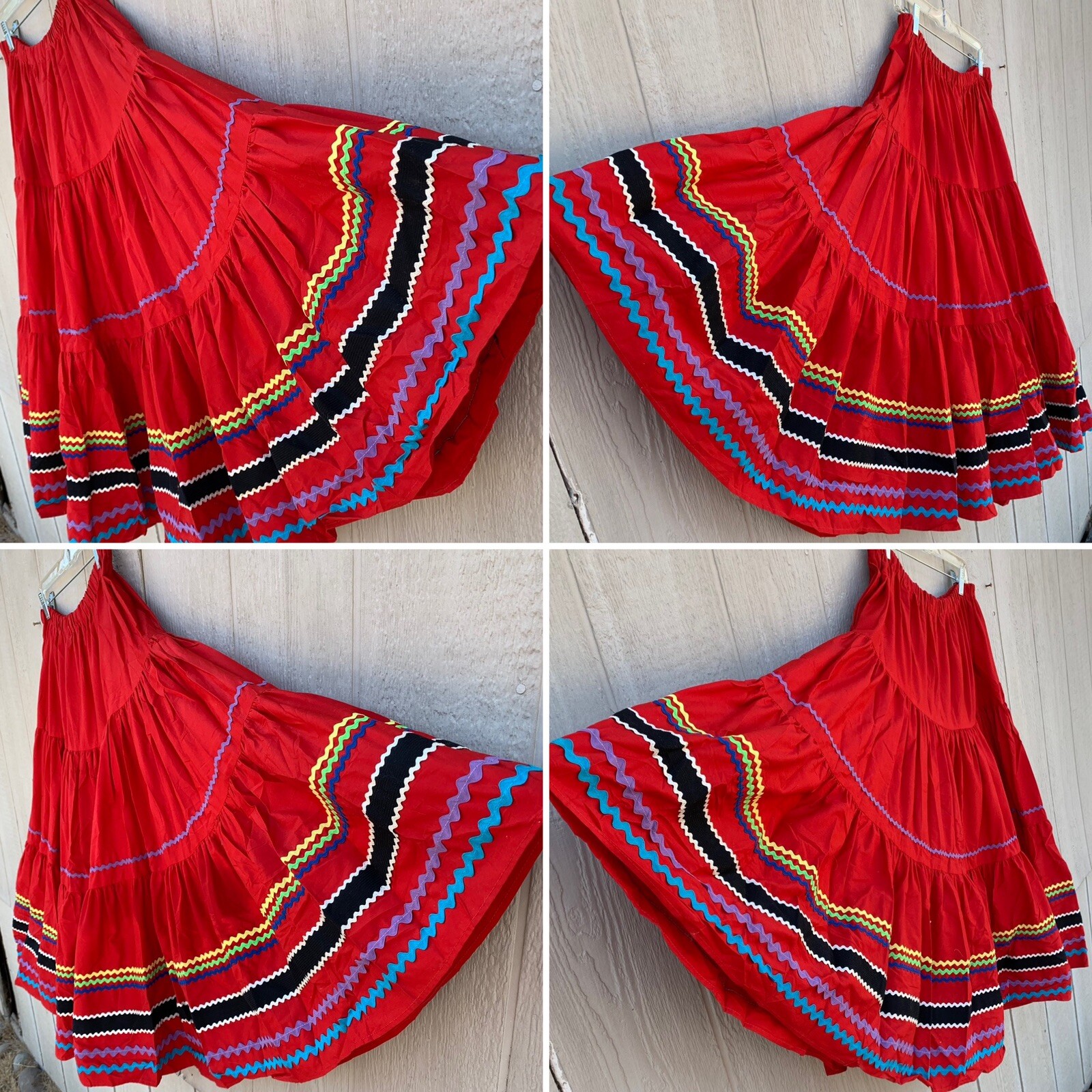 vintage peasant skirt red multicolor ric rac i magnin Sottana by David Lobman 4