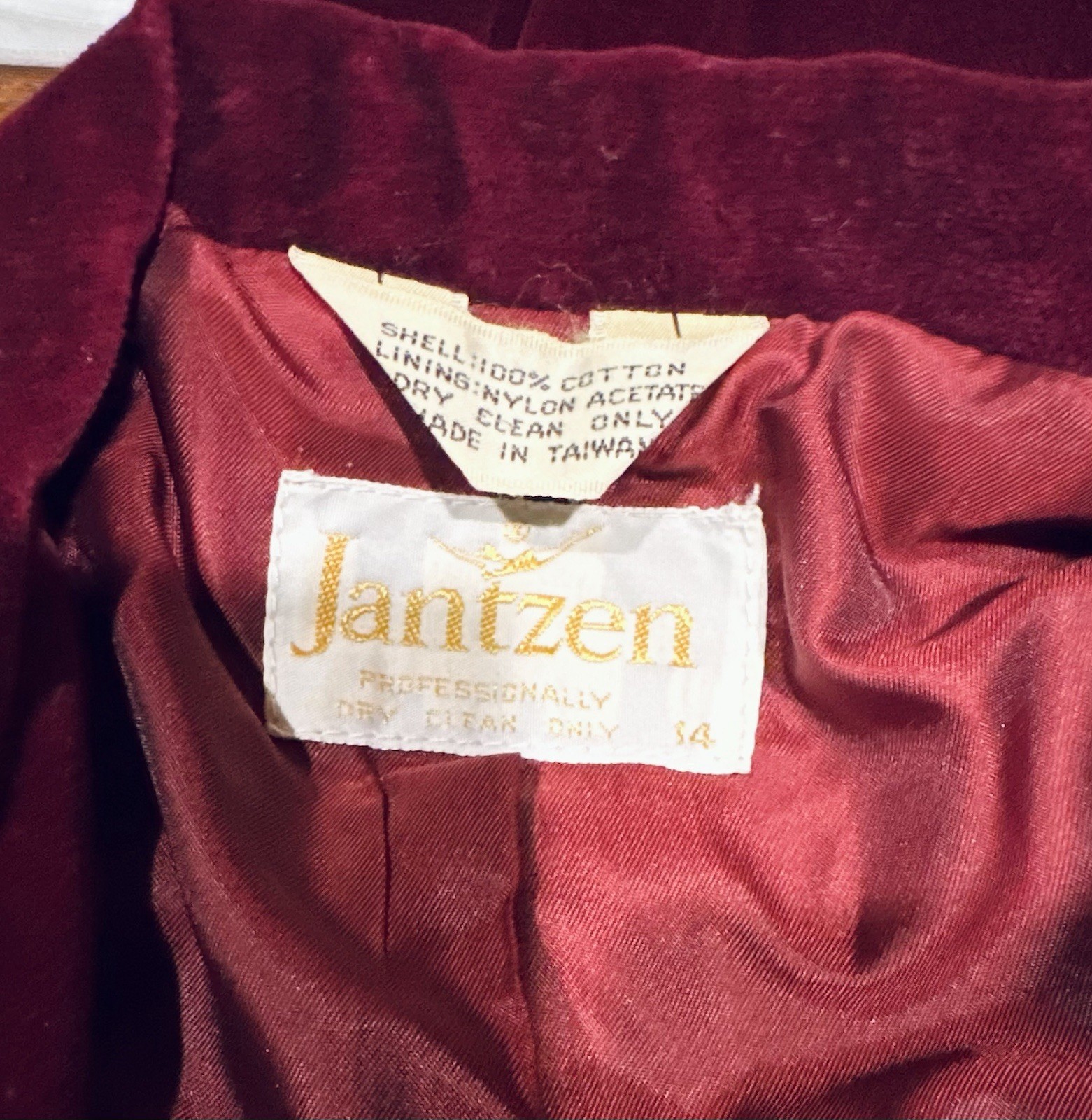 VTG 1960s Jantzen Ruby Velvet Blazer Gold Tag Diving Girl Mid Century Mod Sz 14