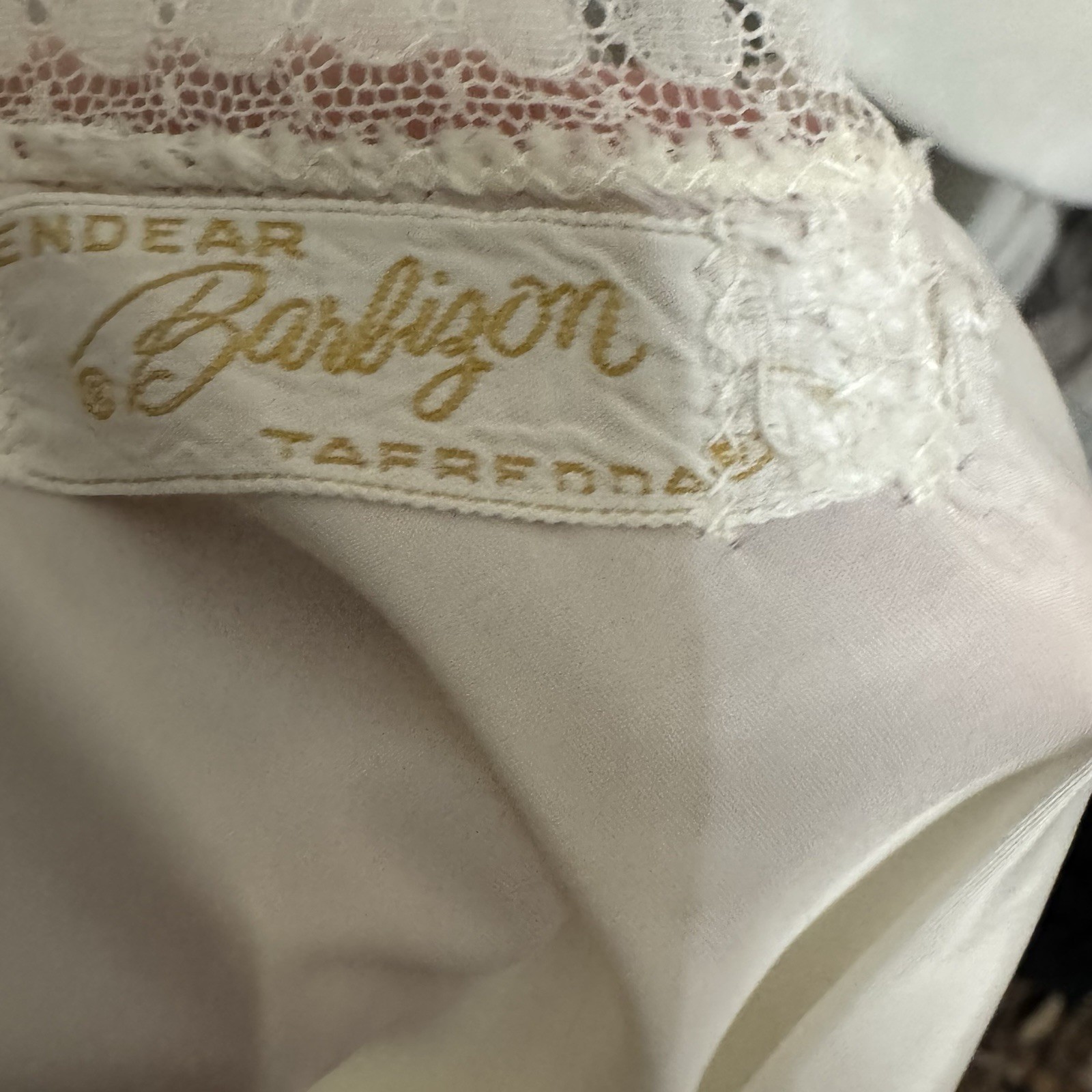 Vintage 50s Barbizon Endear Slip Dress White Tafredda Size S/M accordian hem