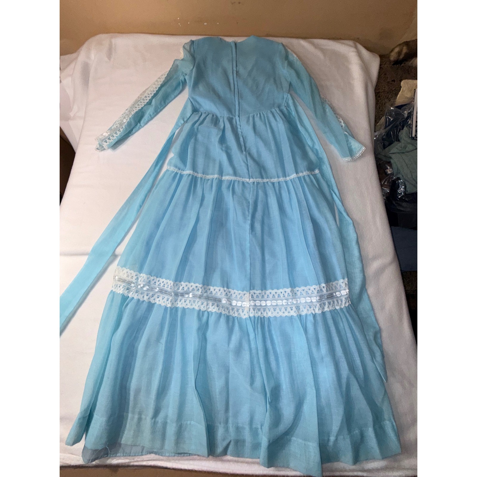 JCPenney Fashions Vintage Maxi Dress Women’s Size 9 Blue Lace Prairie Boho