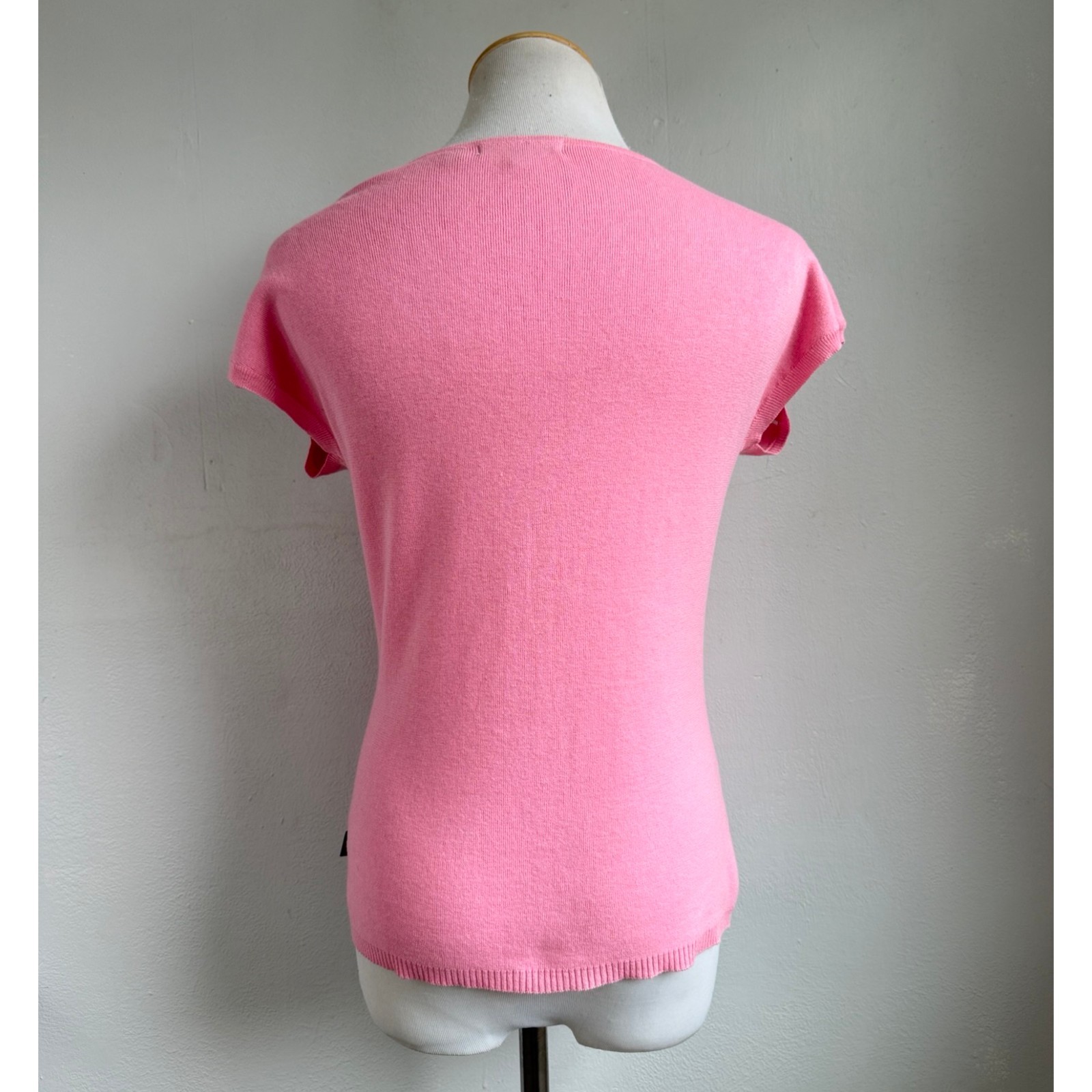 Vintage Knit Silk Beaded Floral Embroidery Top Size Small/Medium Pink Shirt 90s