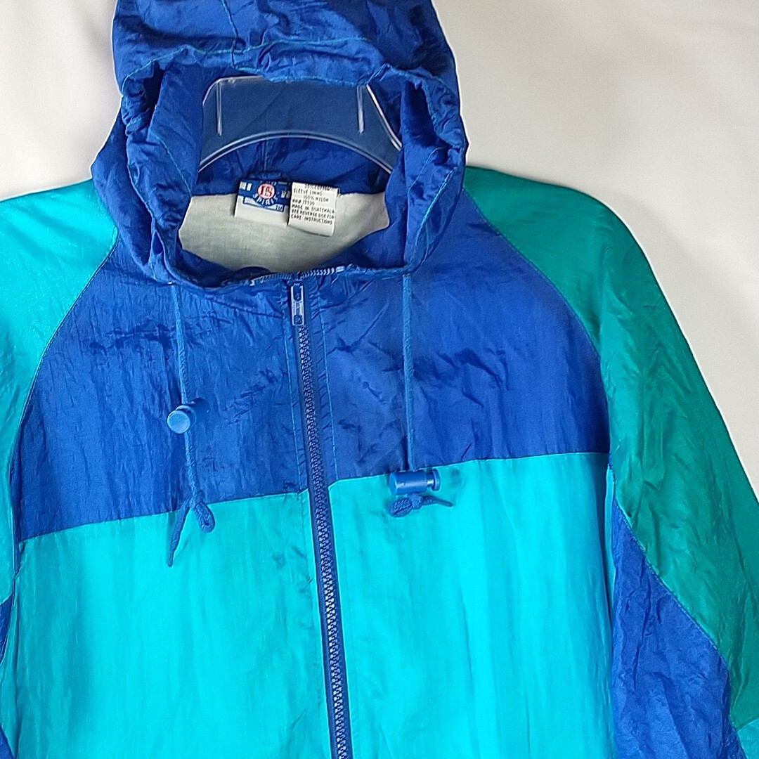 Pro Spirit Size L Color Block Windbreaker Hooded Sporty Jacket Retro Full Zip