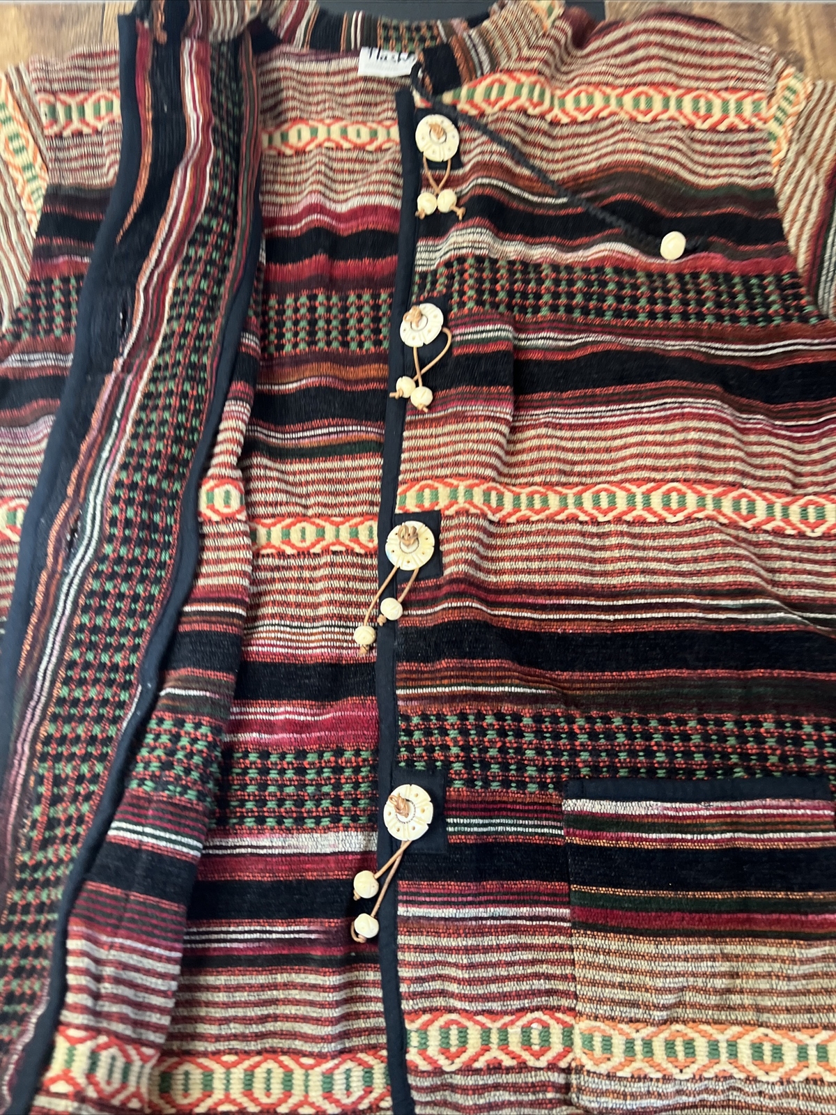 VTG 90s Flashback Cotton Aztec Boho Button Sweater Jacket Size XL Womens