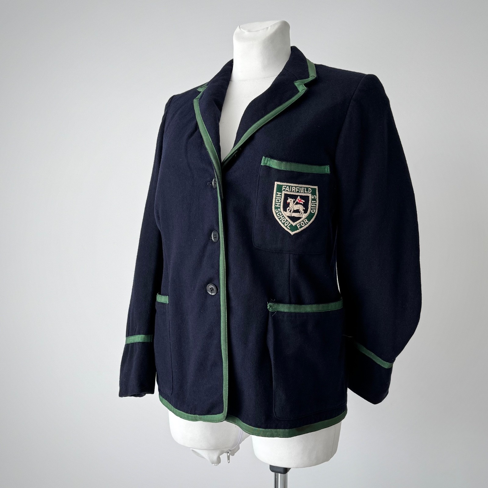1950s Vintage England ‘Fairfield’ High School Women’s Wool Jacket Blazer
