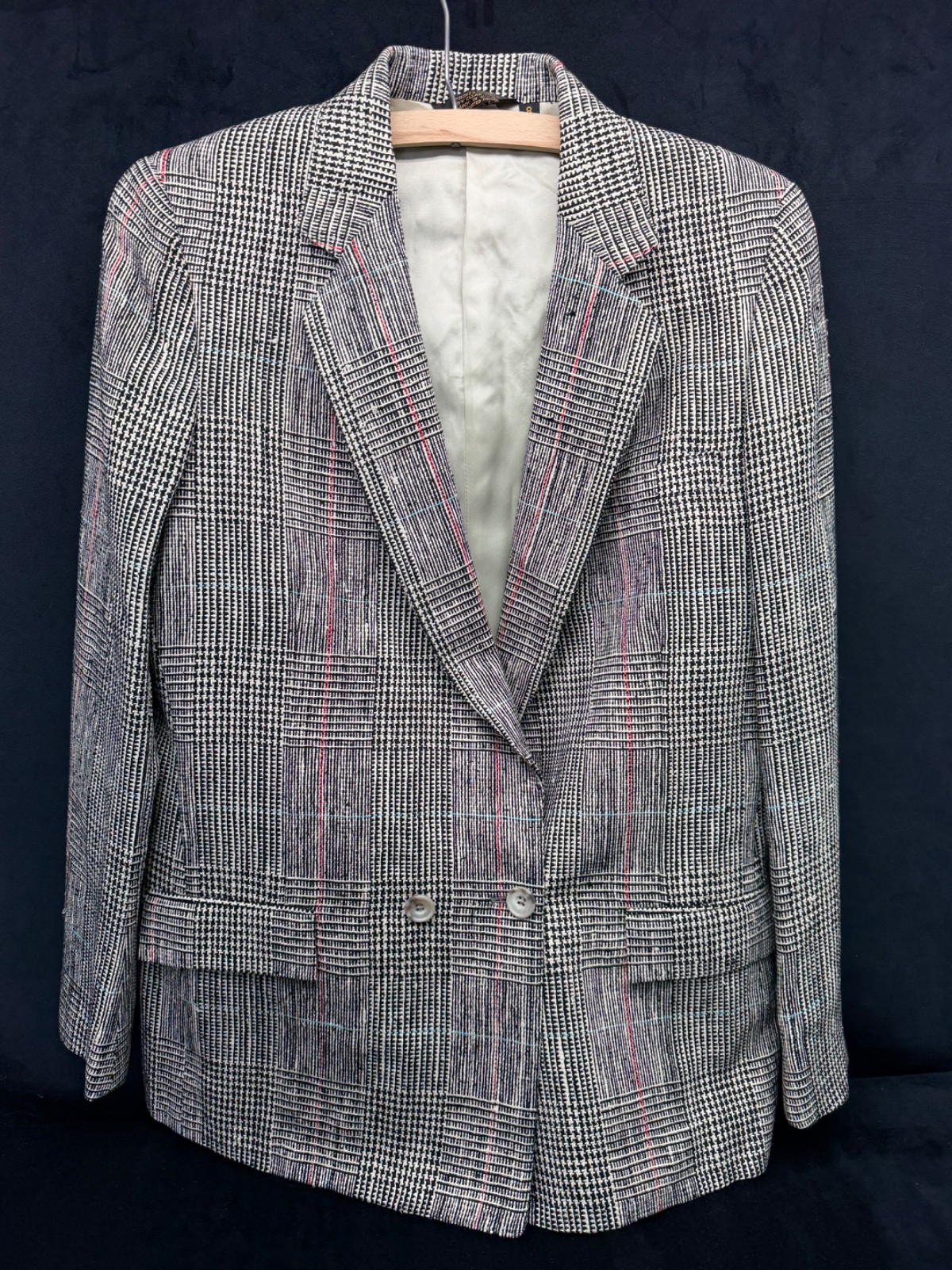 Vtg Women’s Suit Coat Blazer J. Kleinbauer Plaid Wovern Jacket Classic Luxury 8
