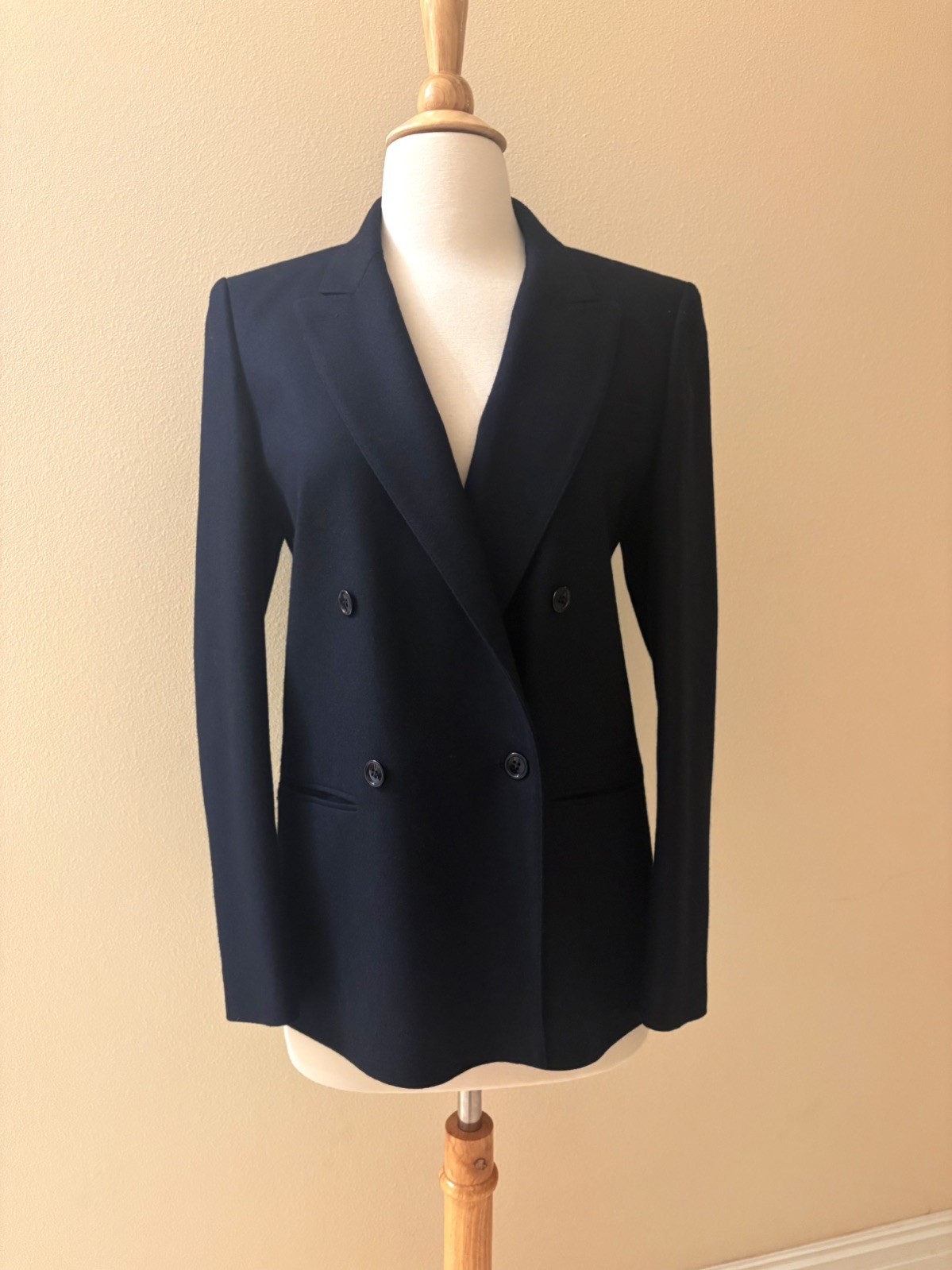 Vintage Jean Claude New Wool Navy blk Blazer Coat Women Paris France Size S/M
