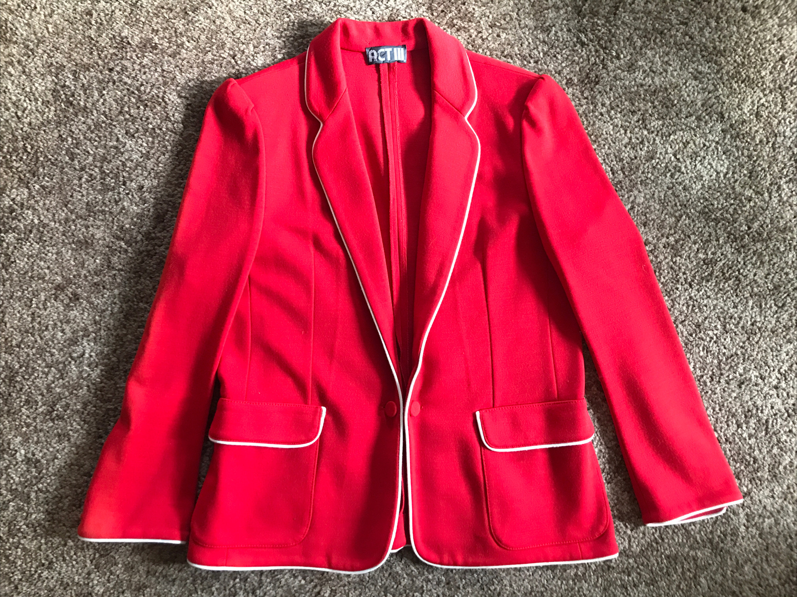 Vintage 1980s Union Made USA Red Blazer ACT 3 Size 14 Tailored Look VGC