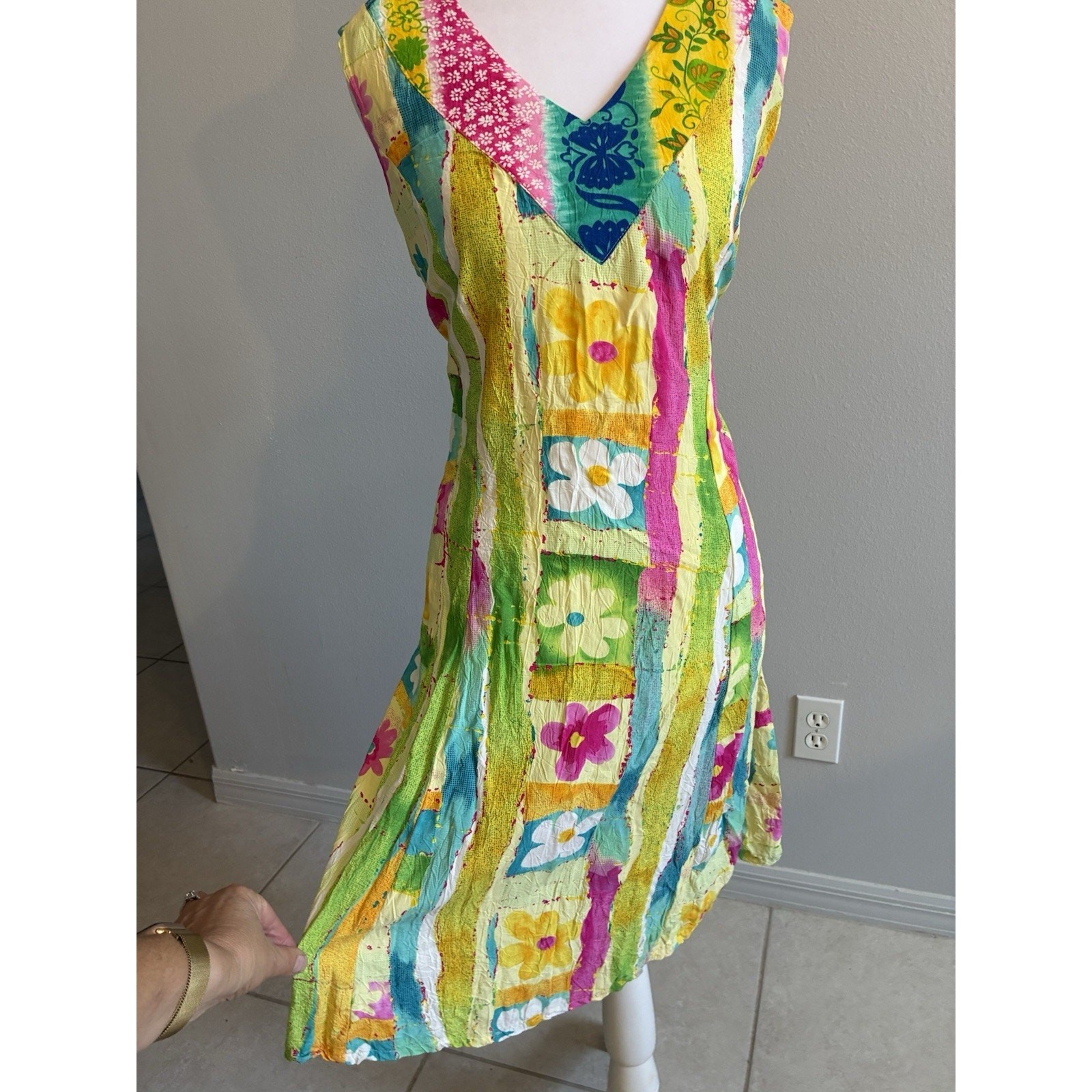 VTG Jams World Floral Dress XL Tropical Shift Relaxed Boho Casual Beach Resort