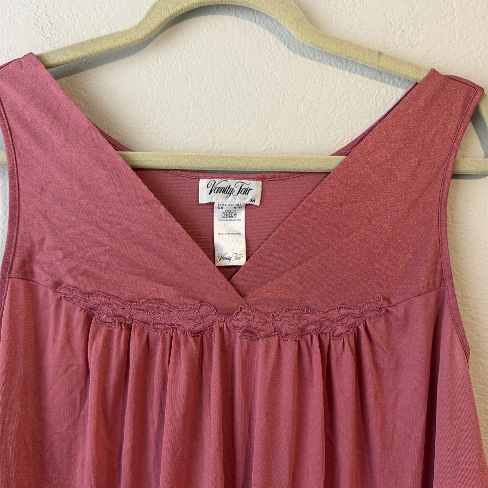 Vintage Vanity Fair Pink Nylon Nightgown M Style 30-107 Sleeveless cottage core