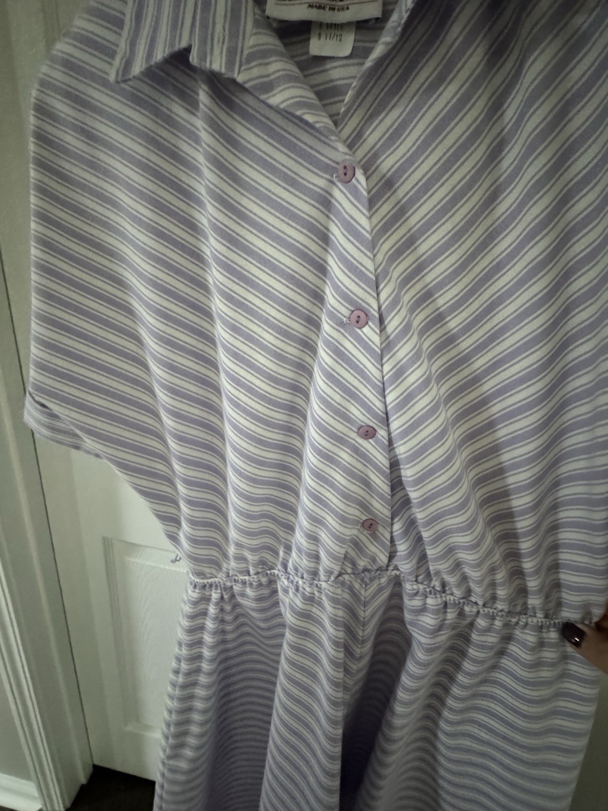The American Shirt Dress Vintage 80’s Lavender White Stripe Size 11/12 USA