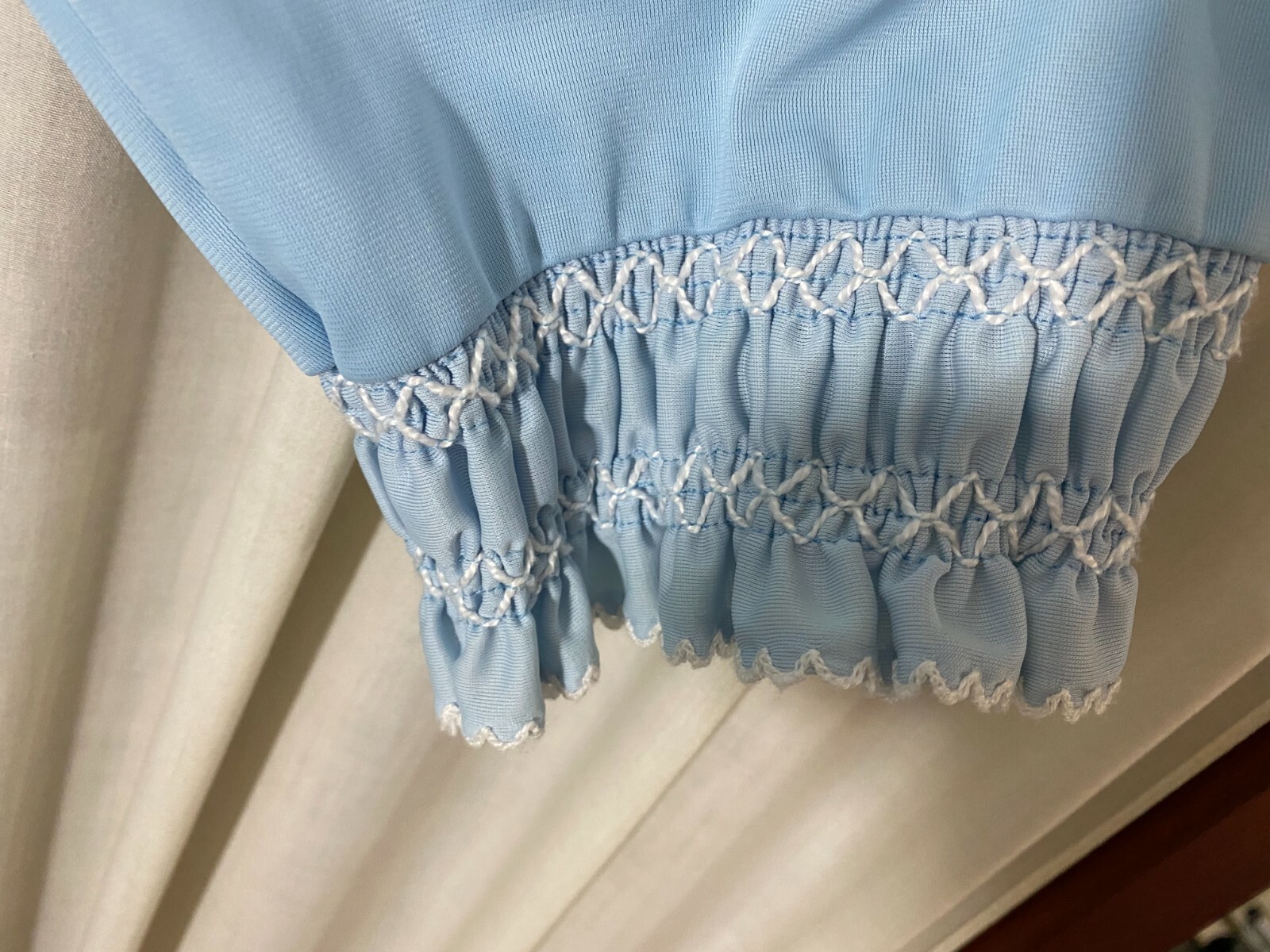 1970’s Robe -Gossard Loungewear- S-Light Blue w/Smocking/Ruffles-VG- PRETTY-SALE