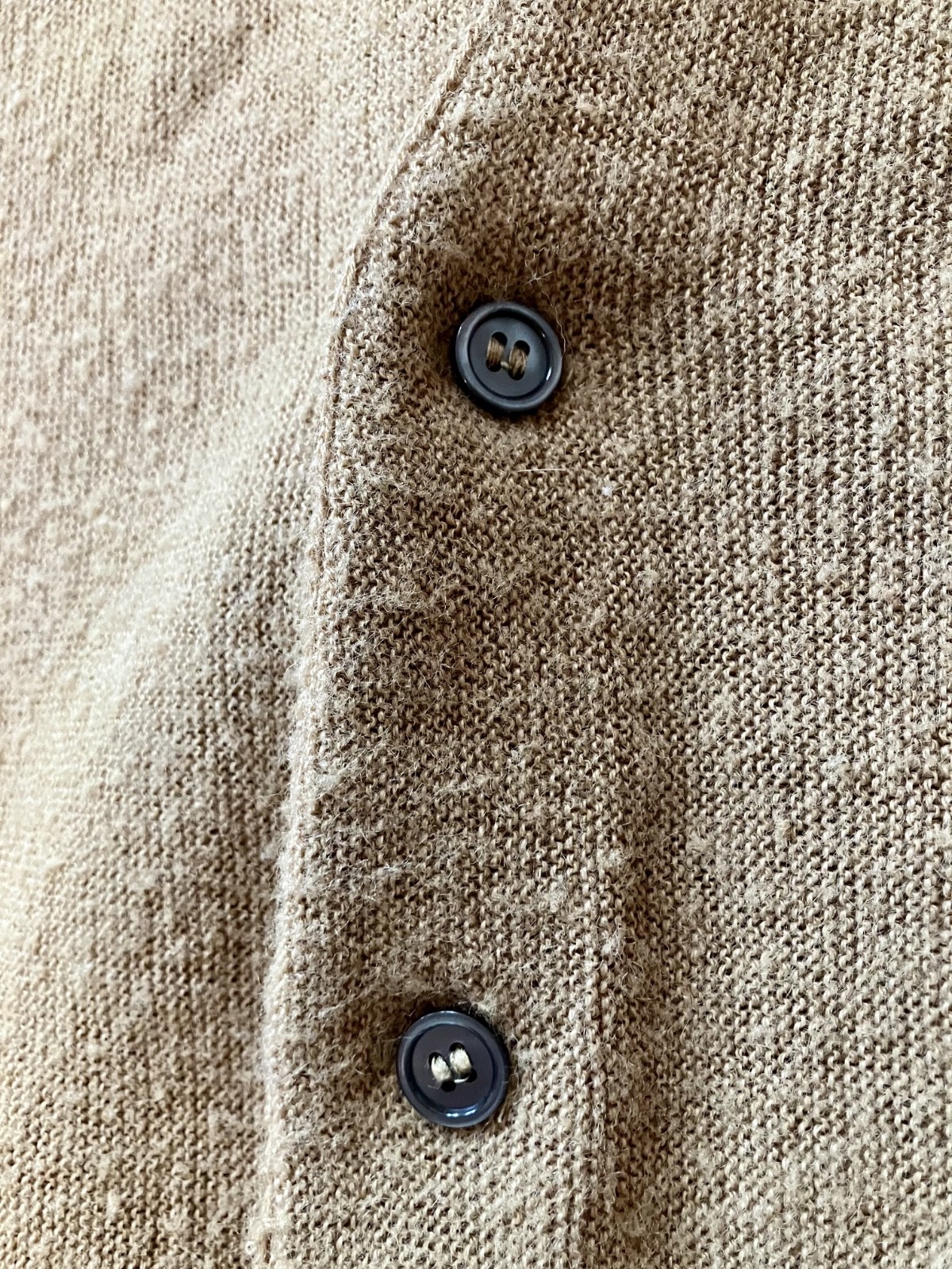 ILGWU Cardigan Wool Blend Sweater Camel Grandpa Style USA Made