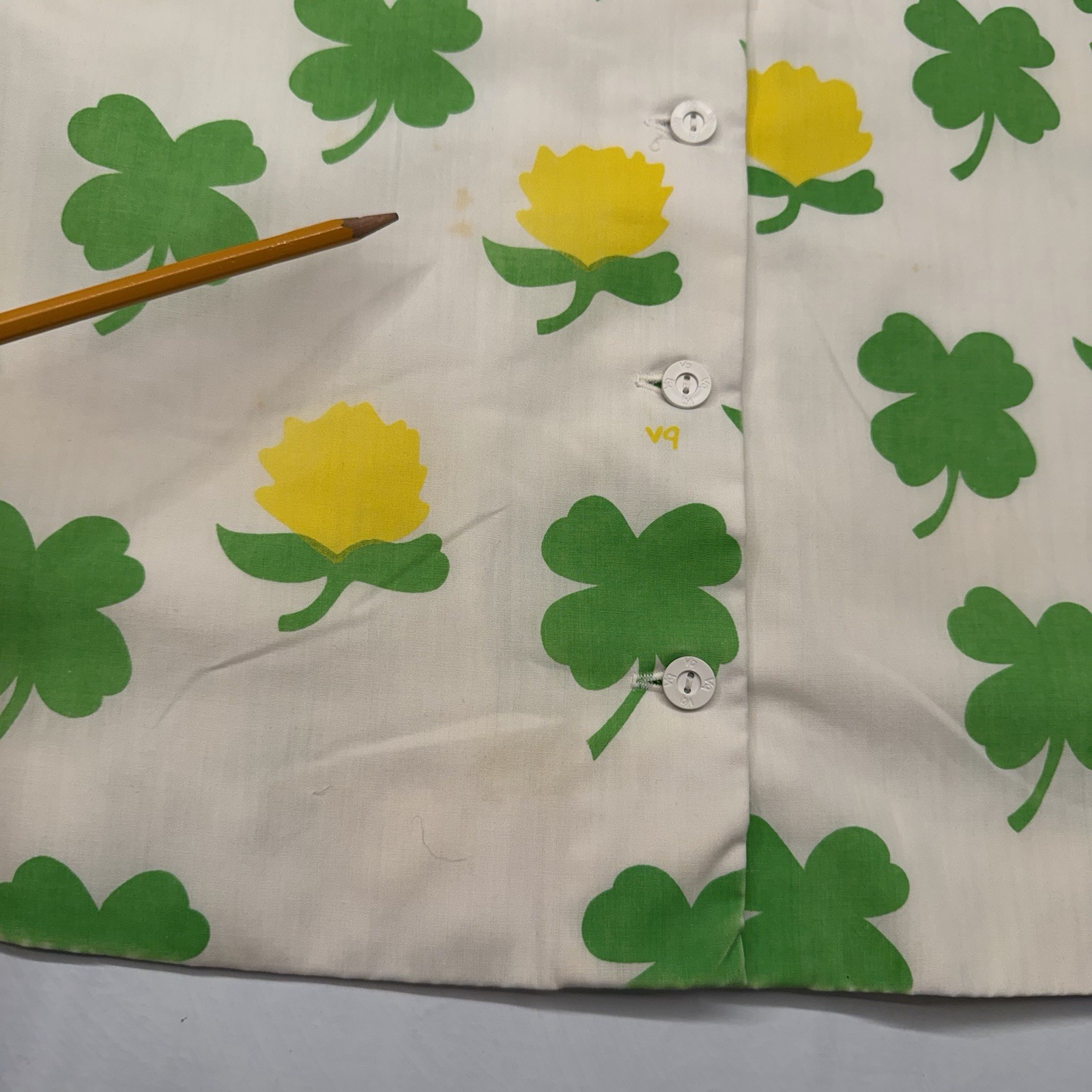 The Vested Gentress Lucky Shamrock Clover Slvls Dress Vtg 60/70s Sz 12 Medium