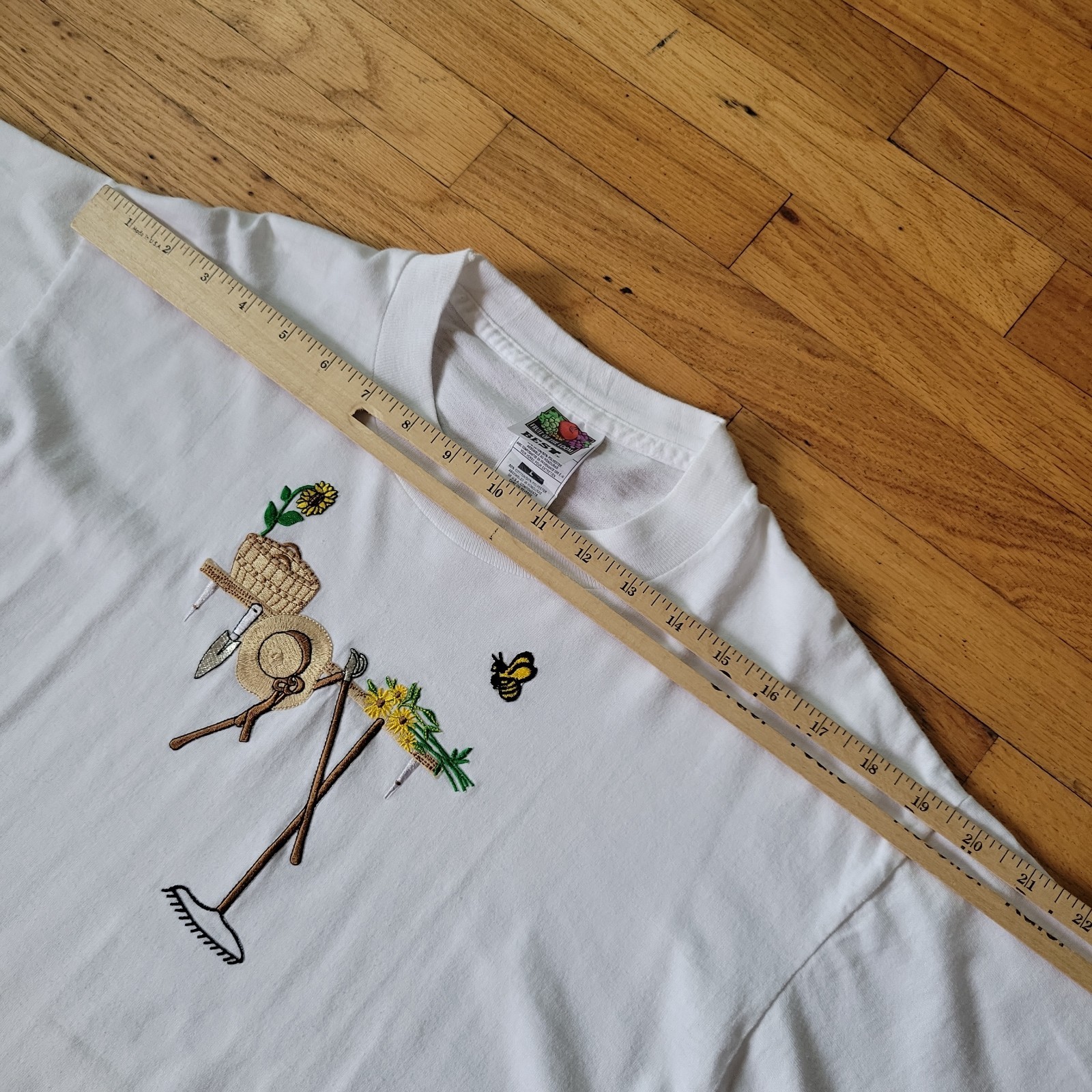 Fruit Of The Loom Best Vintage T Shirt Large Garden Motif Cottage Country Granny