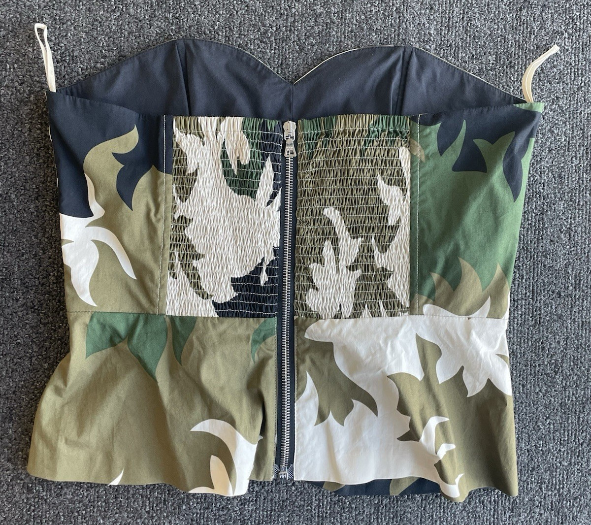 Vintage Prada Camouflage Military Corset Bustier Top Size 46 Neiman Marcus
