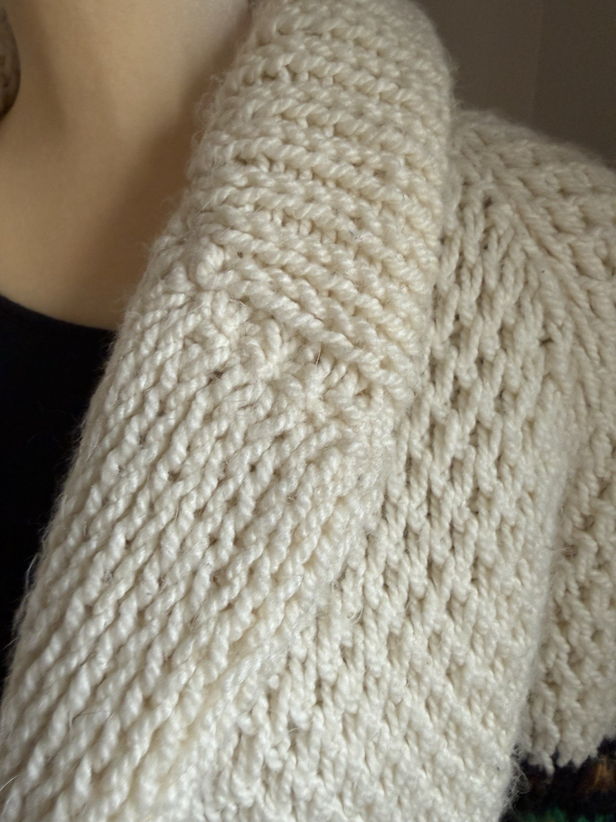 Vintage 60s-70s Cowichan Cardigan With Pockets ~ Shawl Collar ~ Chunky Knit