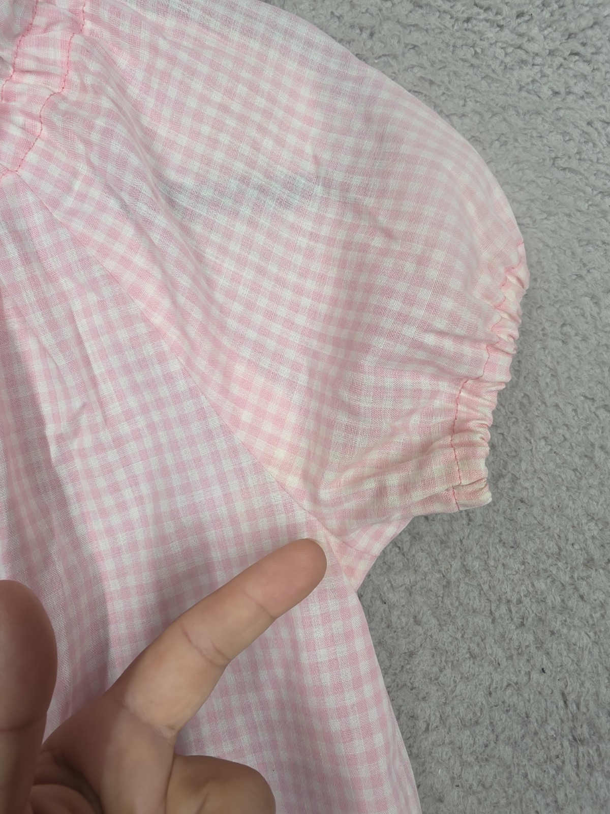 Vintage 70s Overall Dress Outfit Size 0 XS Pink Gingham Peasant Blouse Teens