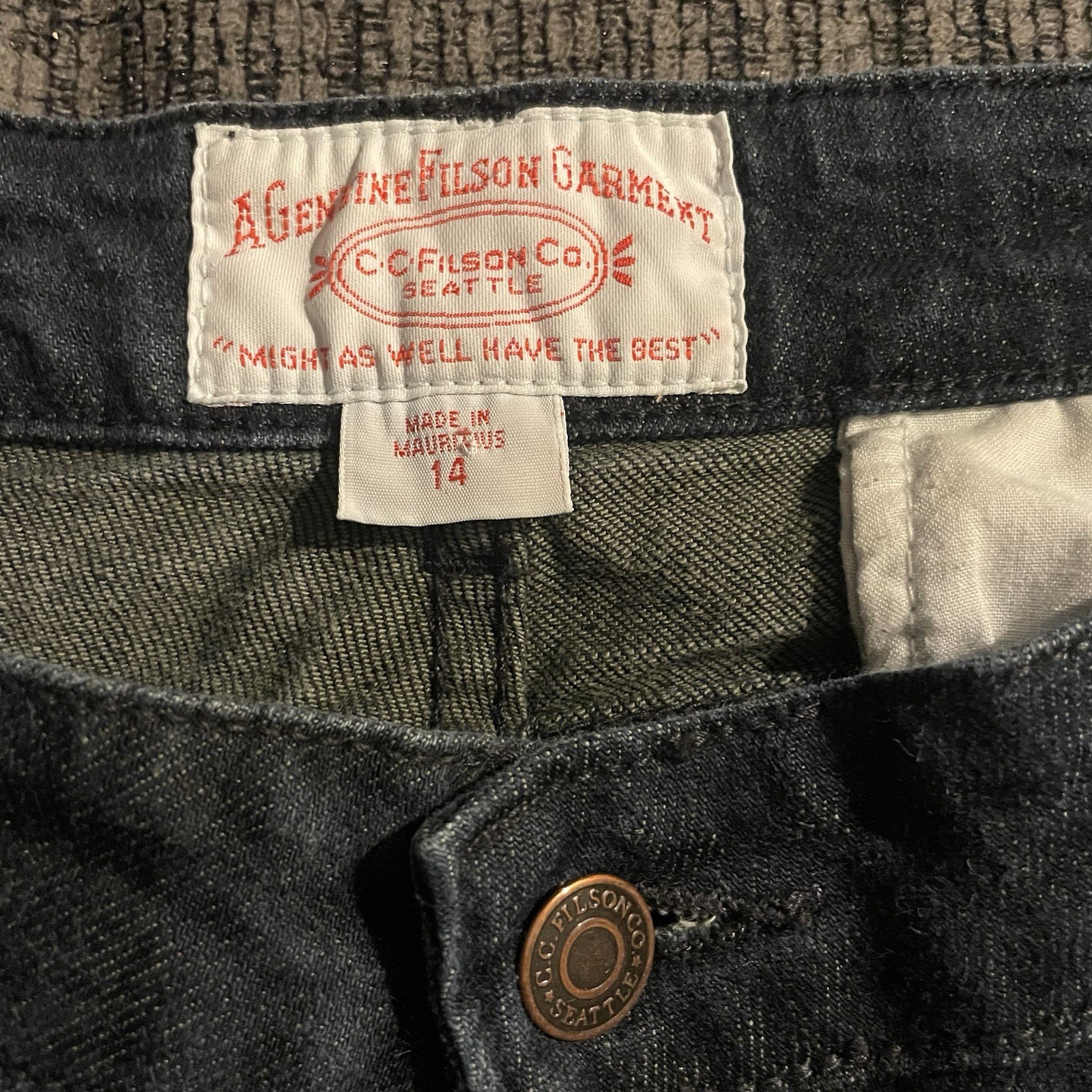 Vintage C.C. Filson Size 14 Denim Blue Jeans Straight Leg EUC