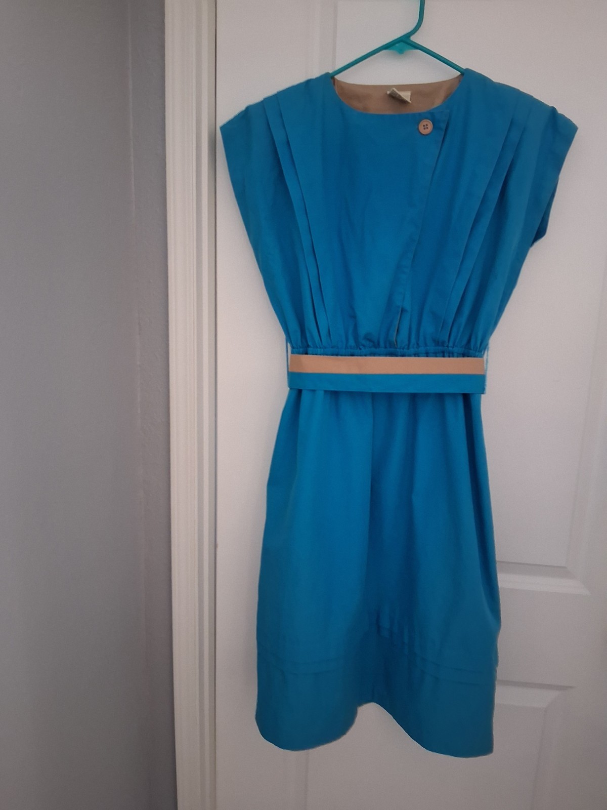 Vintage Classy 8 P Dress Turqoise Blue Late 70’s Early 80’s Button/snap Closure