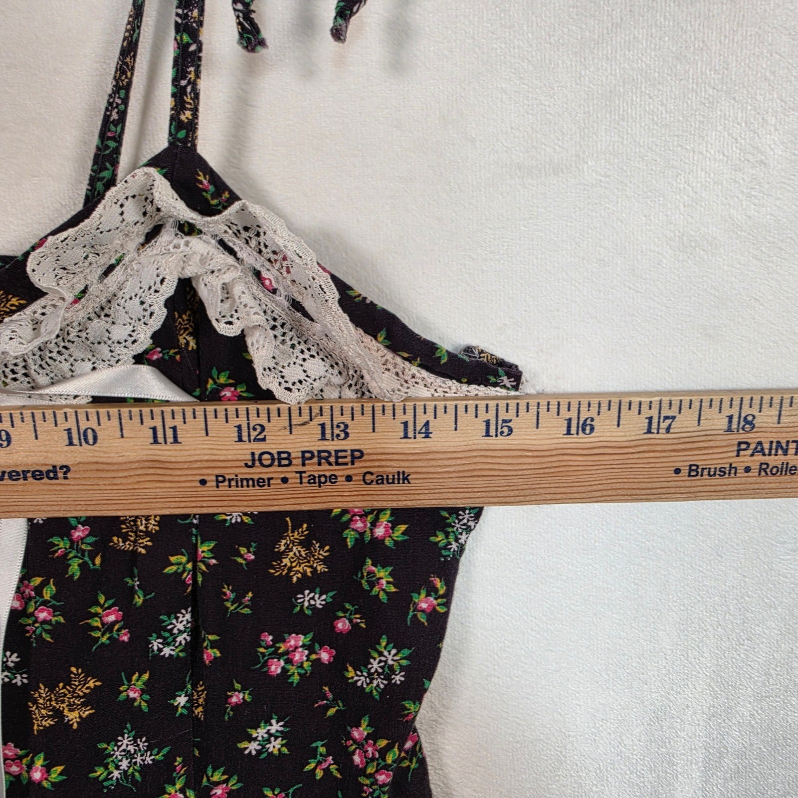 Vintage Newport Fashions Dress Women’s 5 Ditsy Floral Lace Cottagecore Prairie