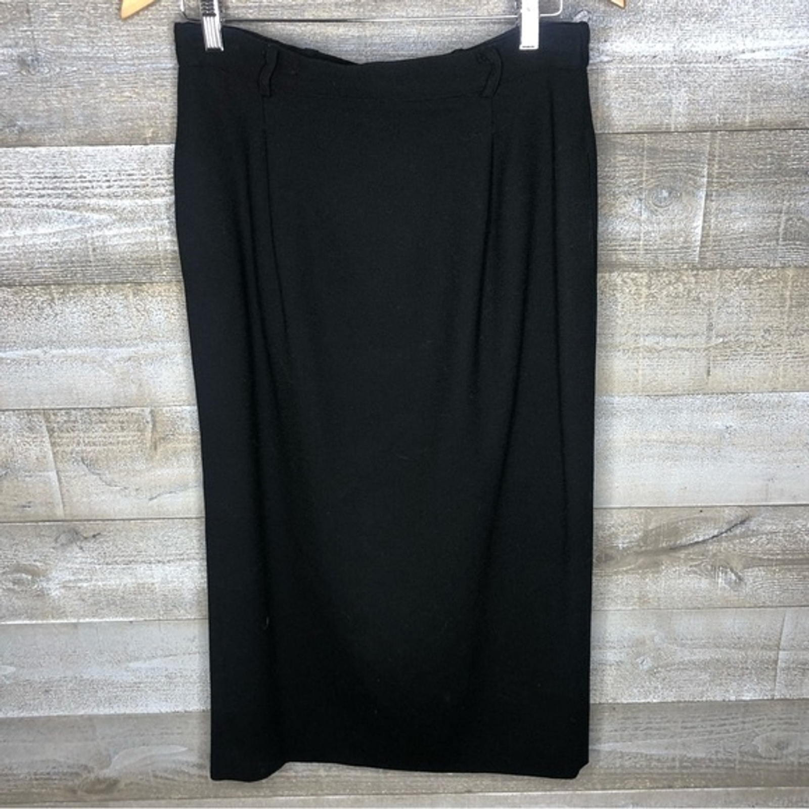 Talbots size 8 100% worsted wool straight a line black pencil dress skirt