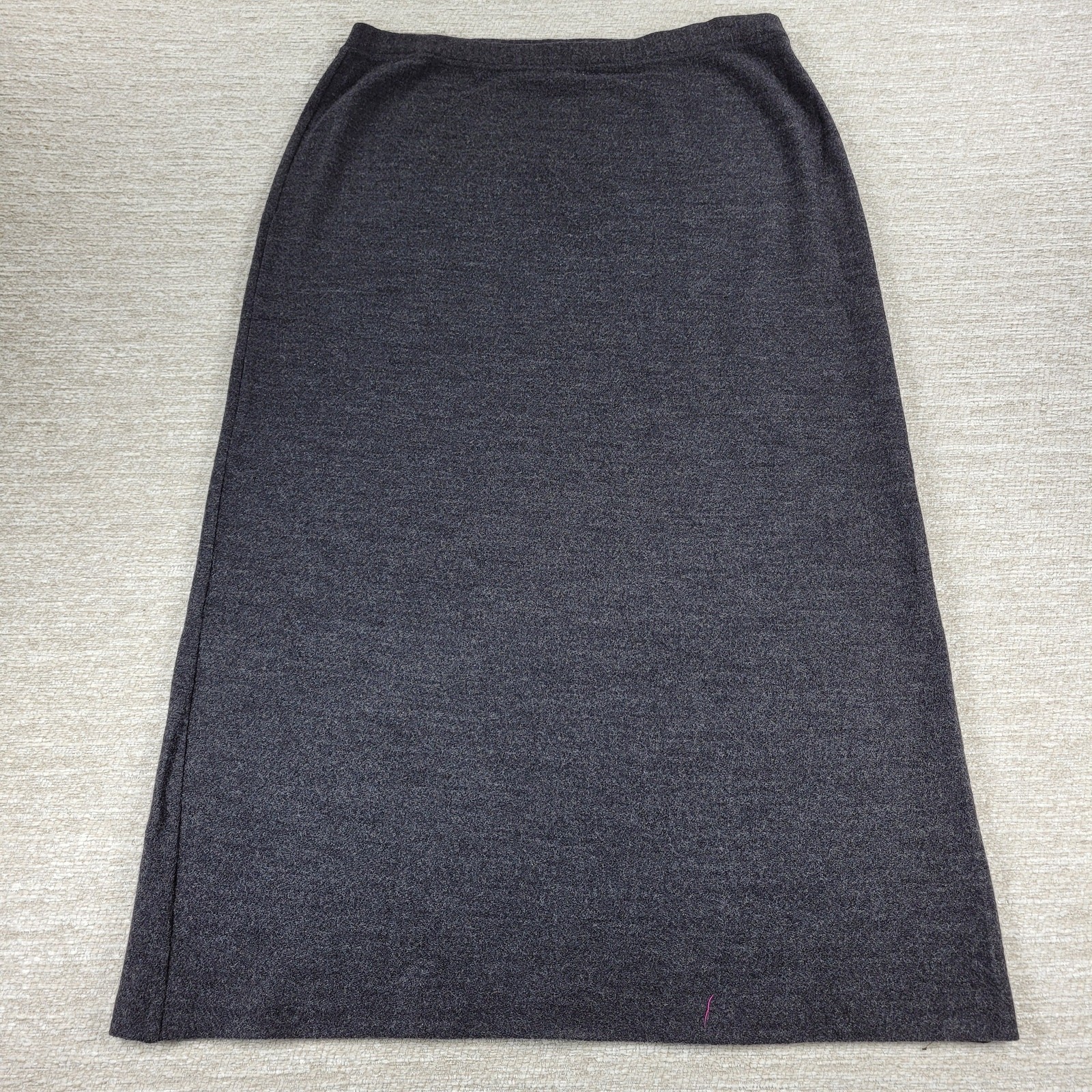 Eileen Fisher Wool Midi Skirt Medium Heather Gray Knit Elastic Waist USA