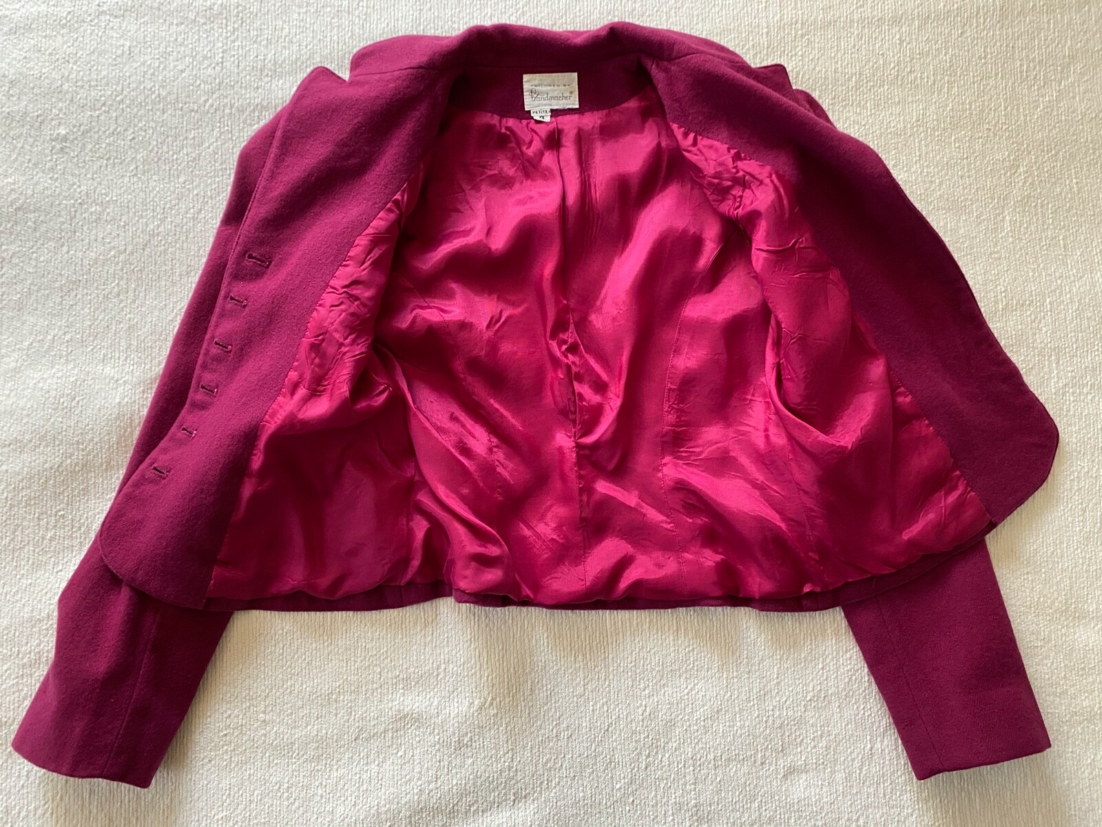 VTG Fitted Wool Jacket | Tailored by Handmacher | Covered Buttons| Petite | Pink
