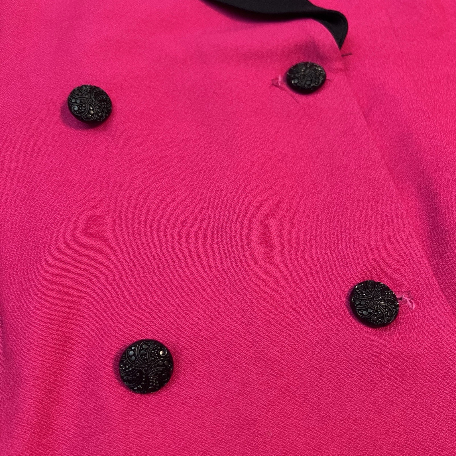 Vintage Hot Pink Black Lapel Blazer R&M Richards Bold 80s 90s Power Jacket Sz 16