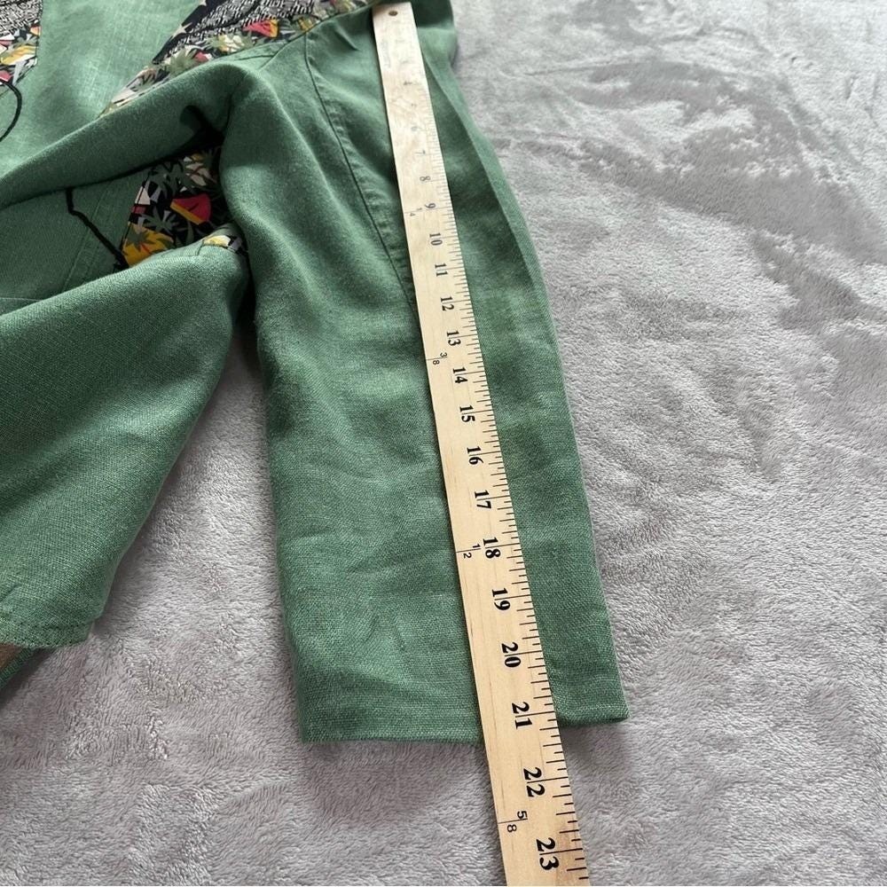 Vintage 90s Blazer Women M Green Patchwork Nautical Coastal Grandma Art Teacher