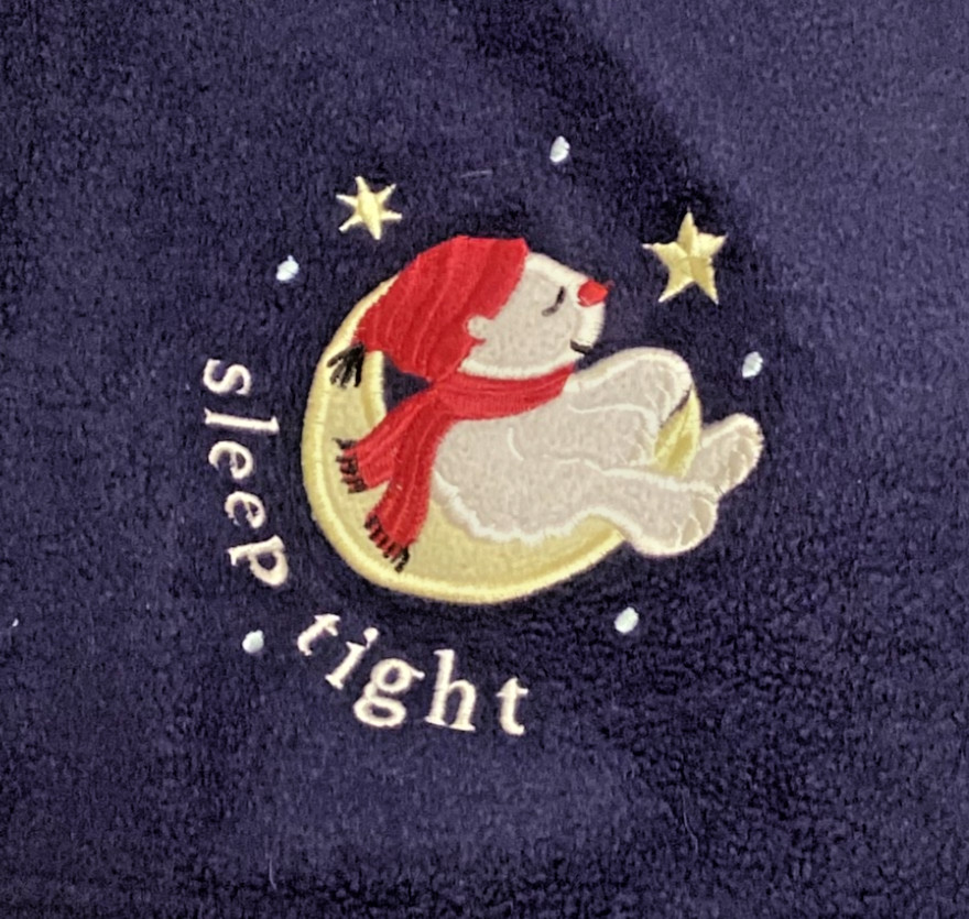 Delicates Womens Dark Blue Full Length Bathrobe Fleece XL Polar Bear Sleepwear