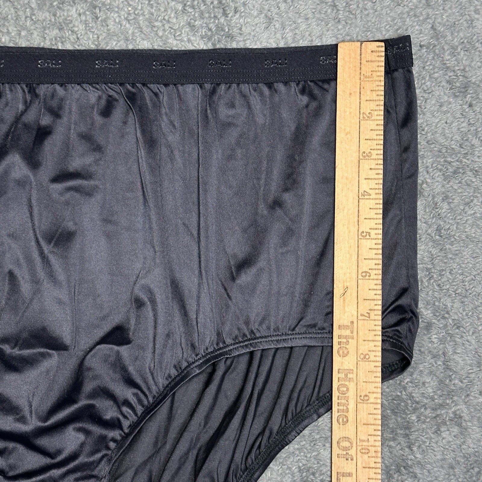 3 Pair Vintage Bali 24601 Black Nylon Satin Full Cut Brief Panties Size 13 High