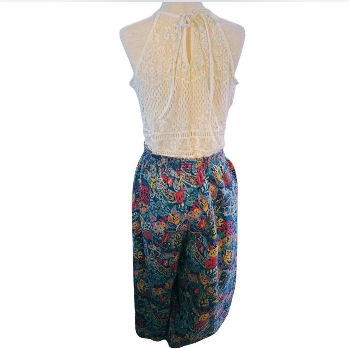 American Vintage 80s Wide Leg Culotte Floral Corduroy Pants Sz 14