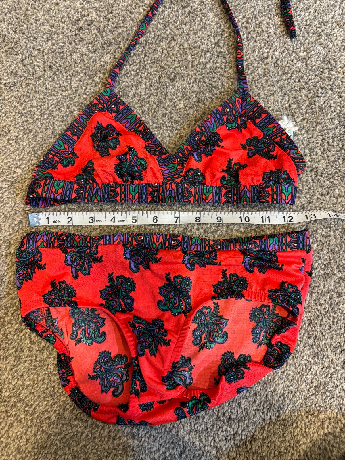 Vintage Rose Marie Reid Swimsuit 1970s 2 Piece Bikini Size X Small
