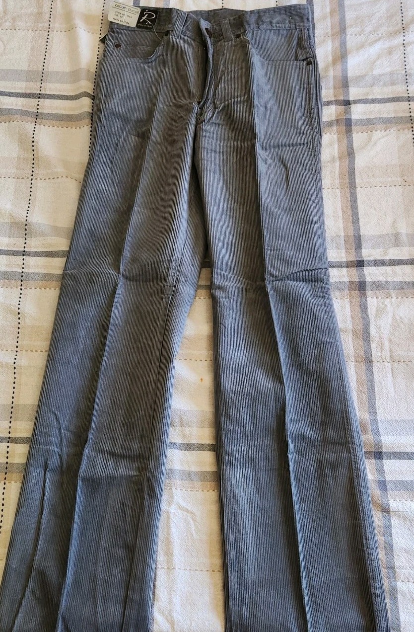 NWT Vintage Rene De France Corduroy Pants Charcoal Gray 80s Waist 28 Style #1753
