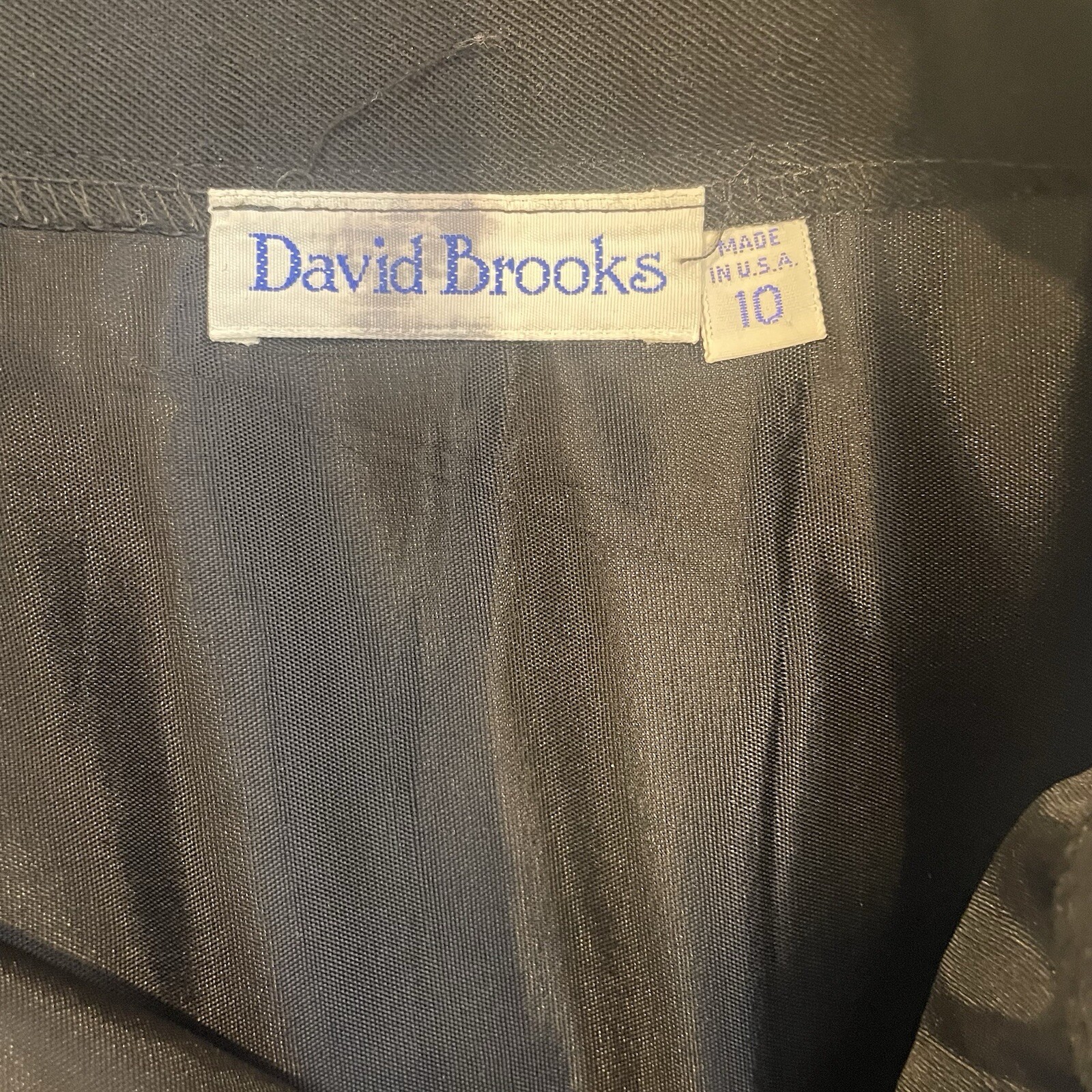 Vintage 80’s David Brooks Black Worsted Wool Pleated High Waist Midi Skirt 10