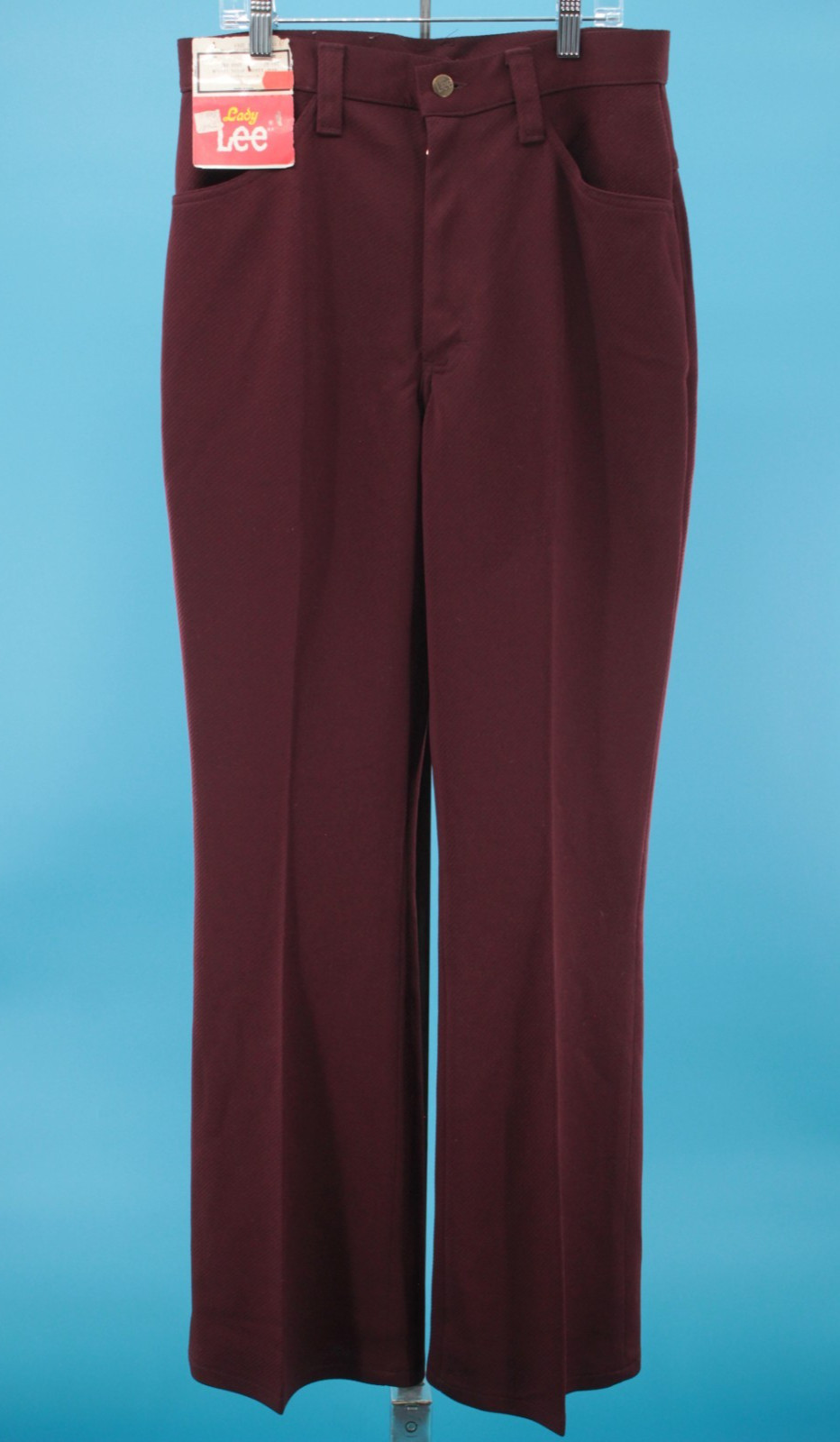 VTG Women’s 70s NOS Dark Burgundy Lady Lee High Waist Pants 30″ 1970s Polyester