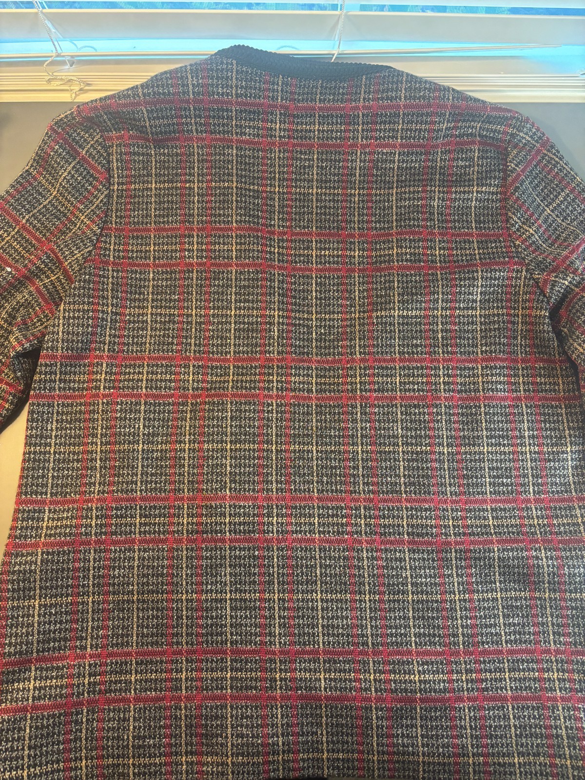 VTG 80s Cape Cod Match Mates Plaid Tweed Jacket Blazer Collarless Red Black M US